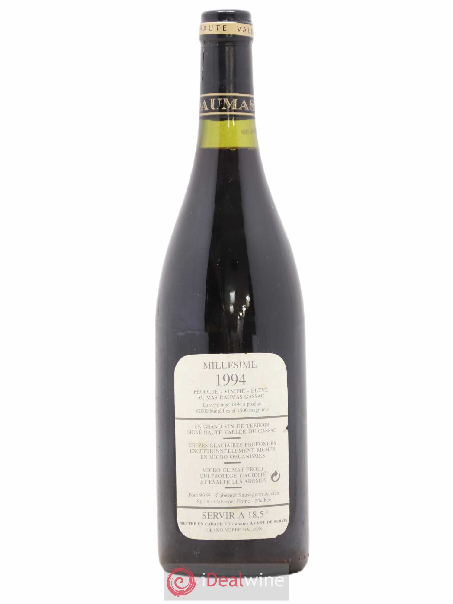 Saint-Guilhem-le-Désert - Cité d'Aniane Mas Daumas Gassac Famille Guibert de La Vaissière 1994 - Lot de 1 bouteille - 1