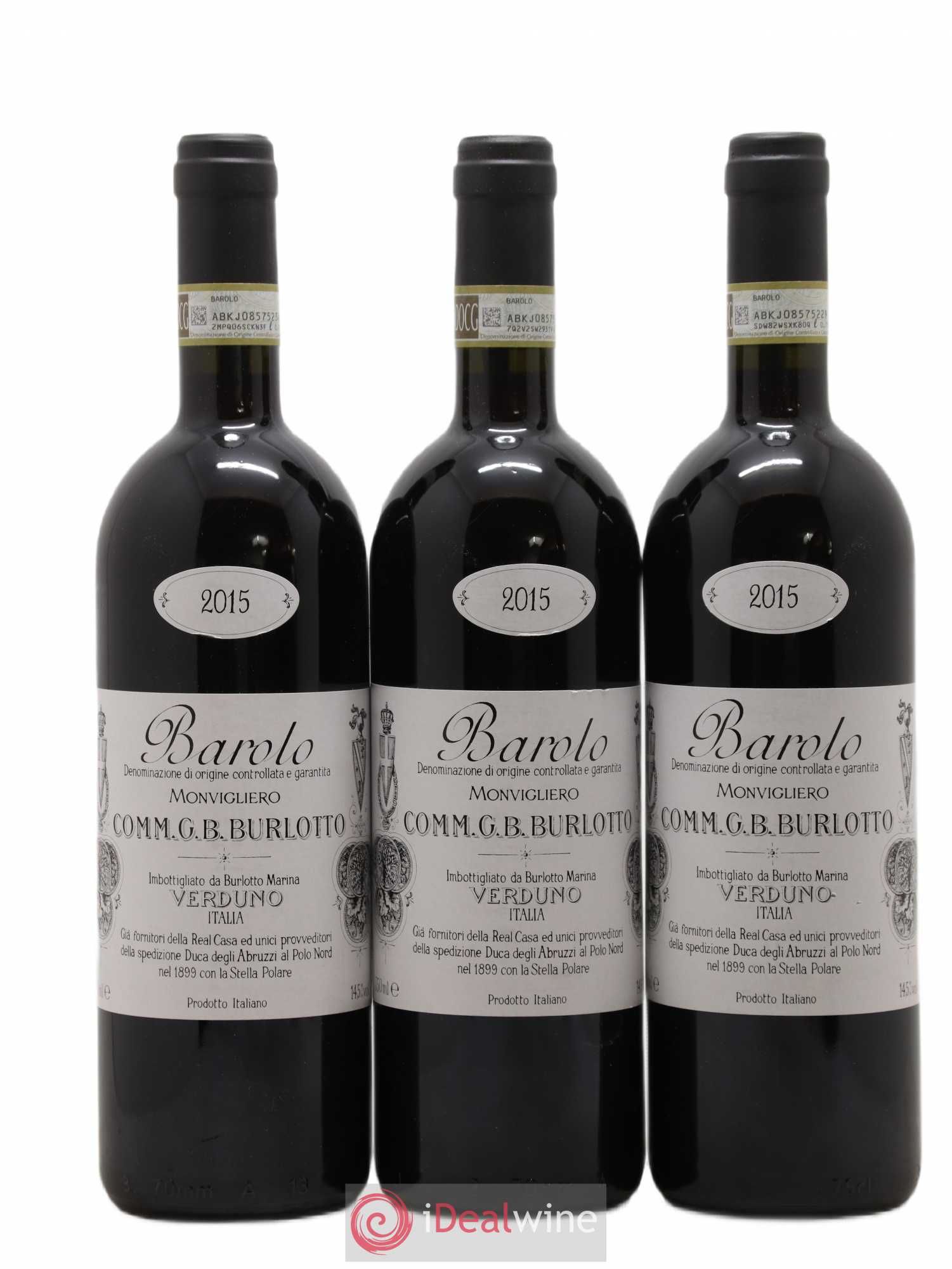 Barolo DOCG Monvigliero Comm. Giovan Battista Burlotto 2015 - Lot de 3 bouteilles - 0
