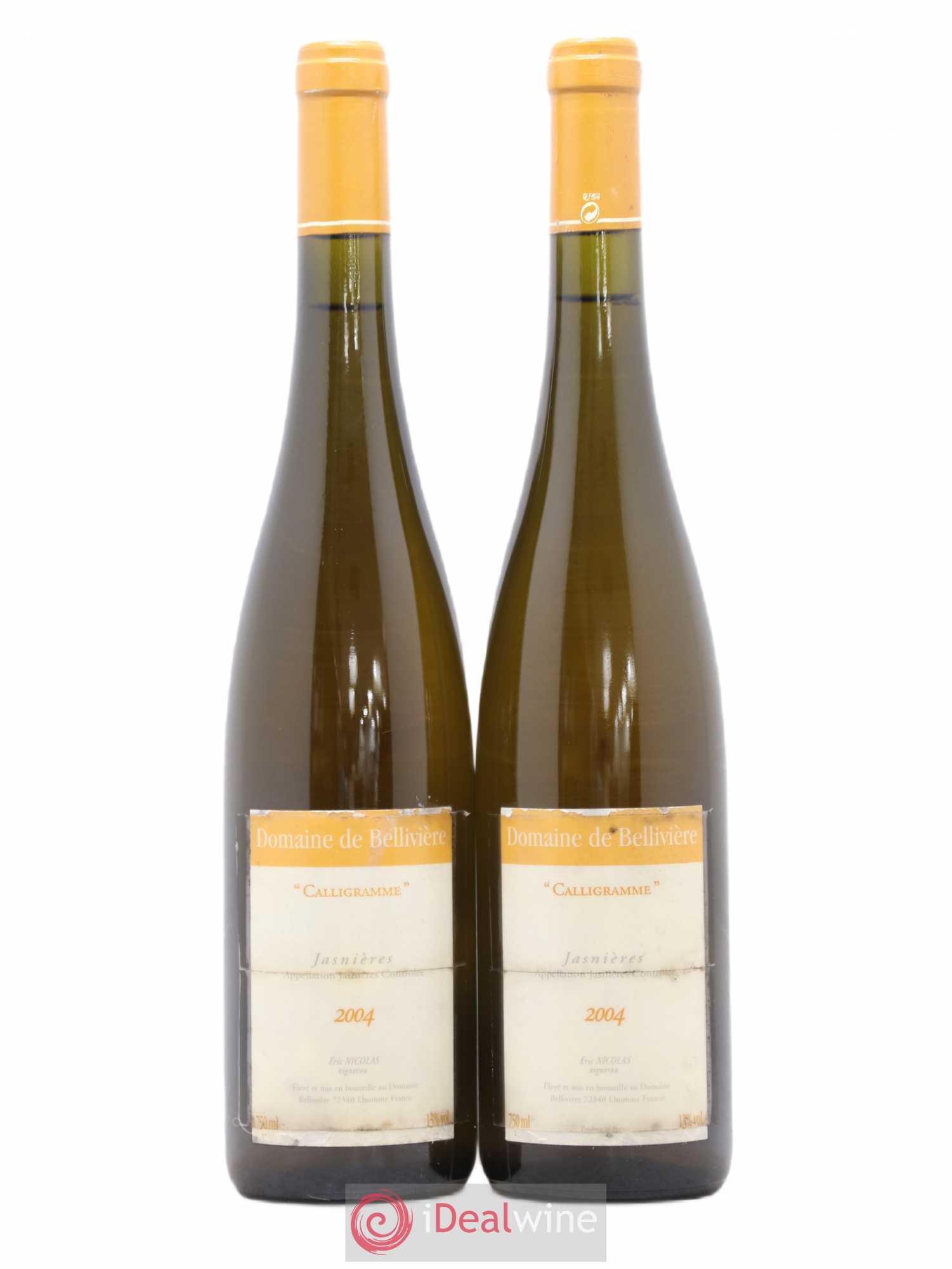 Jasnières Calligramme Domaine de Bellivière 2004 - Lot de 2 bouteilles - 0