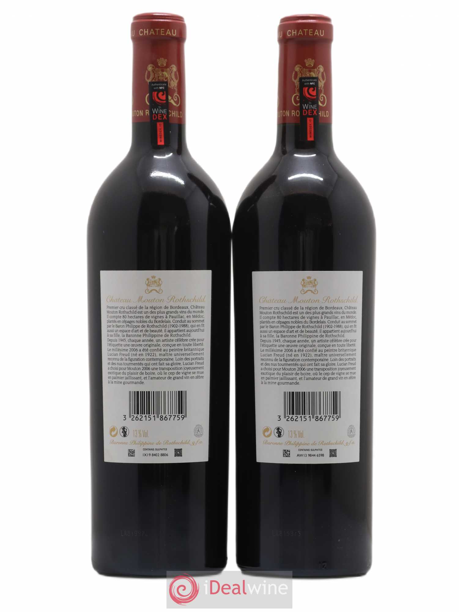 Château Mouton Rothschild 1er Grand Cru Classé 2006 - Lot de 2 bouteilles - 1