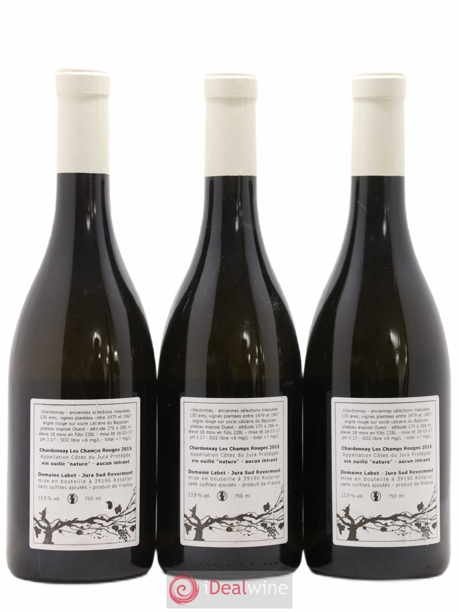 Côtes du Jura Chardonnay Les Champs Rouges Romain - Julien - Charline Labet 2015 - Posten von 3 Flaschen - 1