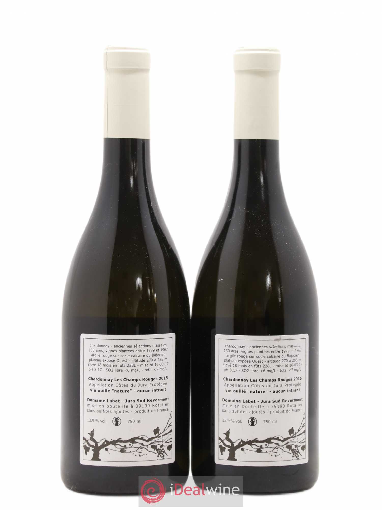 Côtes du Jura Chardonnay Les Champs Rouges Romain - Julien - Charline Labet 2015 - Lot de 2 bouteilles - 1