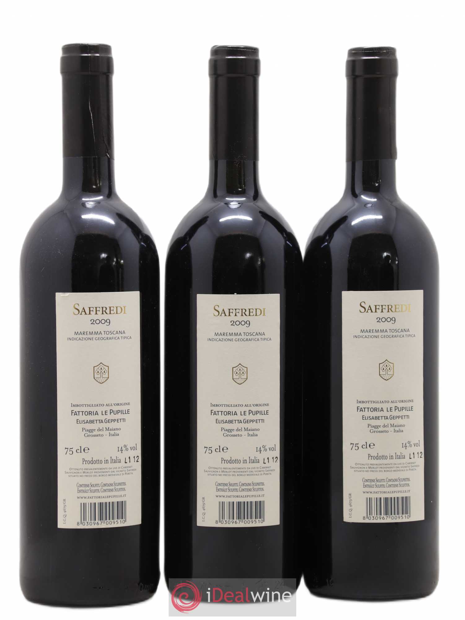 Toscana IGT Saffredi 2009 - Lot de 3 bouteilles - 1