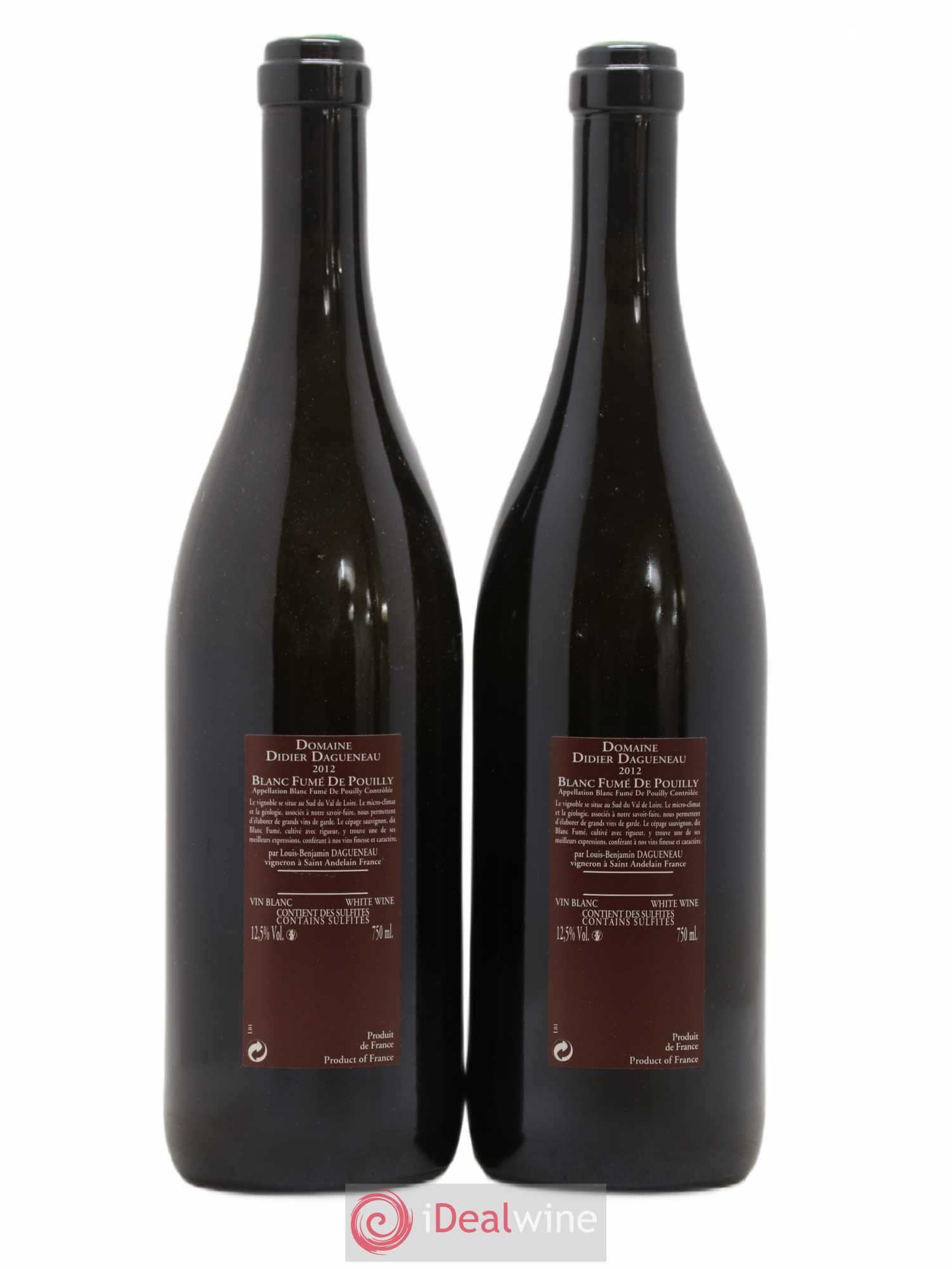 Vin de France (anciennement Pouilly-Fumé) Pur Sang Dagueneau (Domaine Didier - Louis-Benjamin) 2012 - Lot de 2 bouteilles - 1