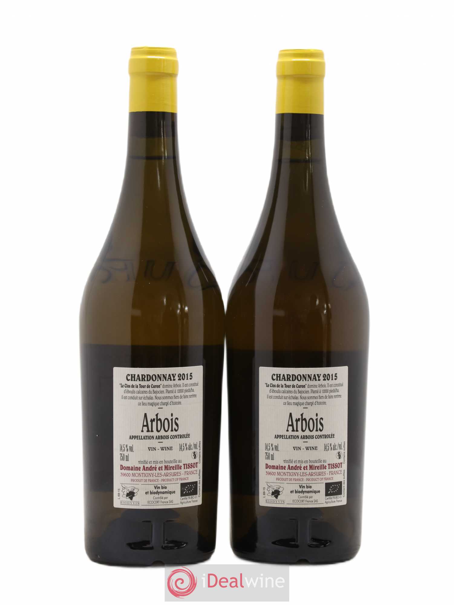 Arbois Chardonnay Le Clos de la Tour de Curon Bénédicte et Stéphane Tissot 2015 - Lot de 2 bouteilles - 1