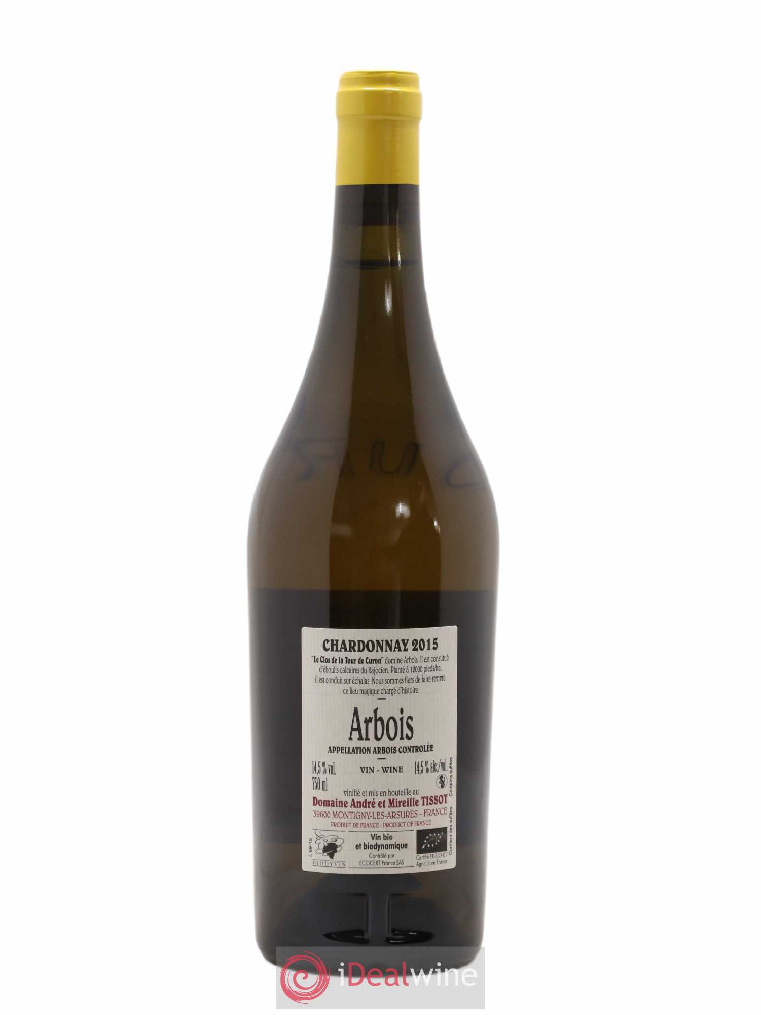 Arbois Chardonnay Le Clos de la Tour de Curon Bénédicte et Stéphane Tissot 2015 - Lot de 1 bouteille - 1
