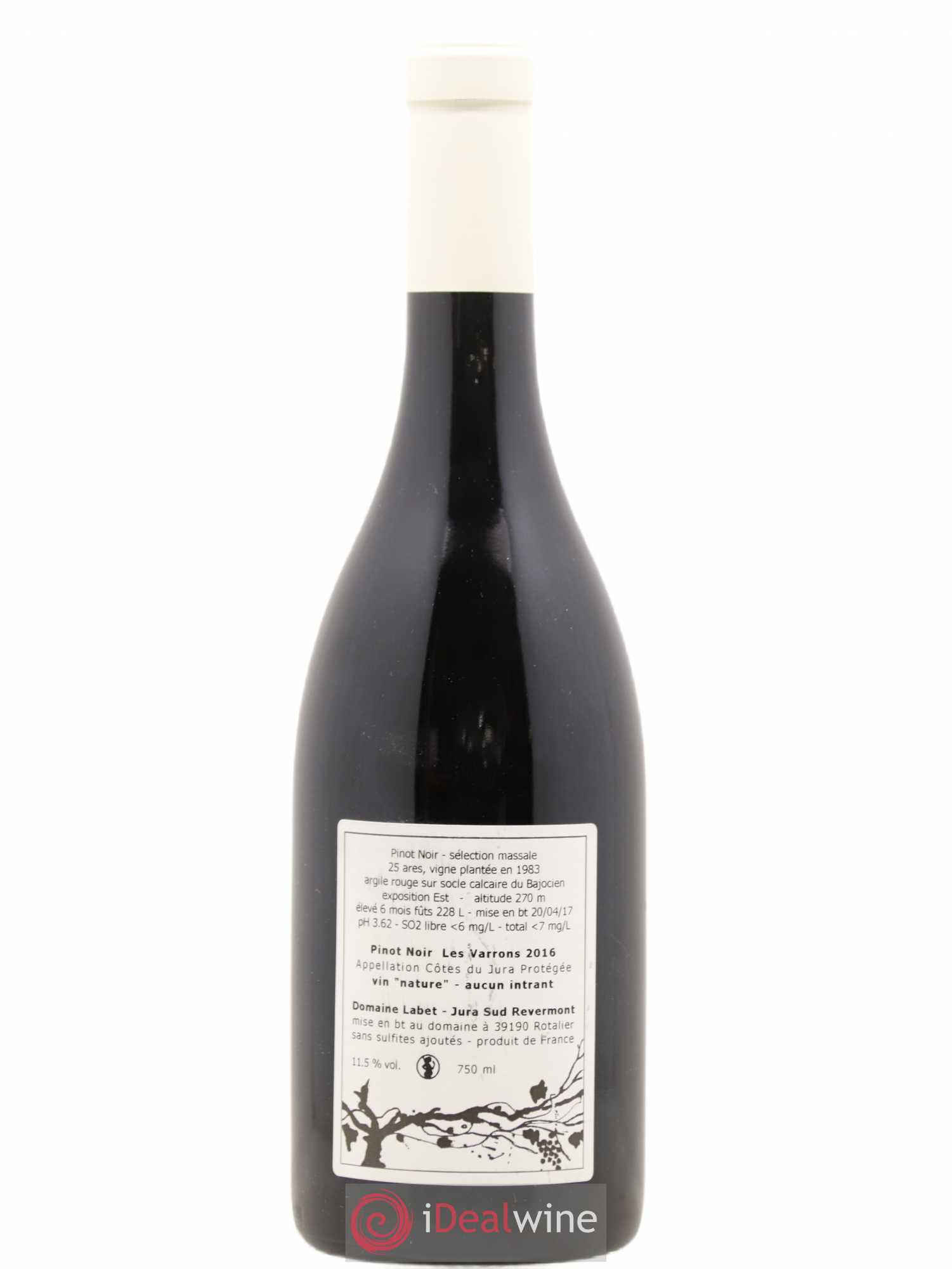 Côtes du Jura Pinot Noir Les Varrons Sélection Massale Romain - Julien - Charline Labet 2016 - Lot de 1 bouteille - 1