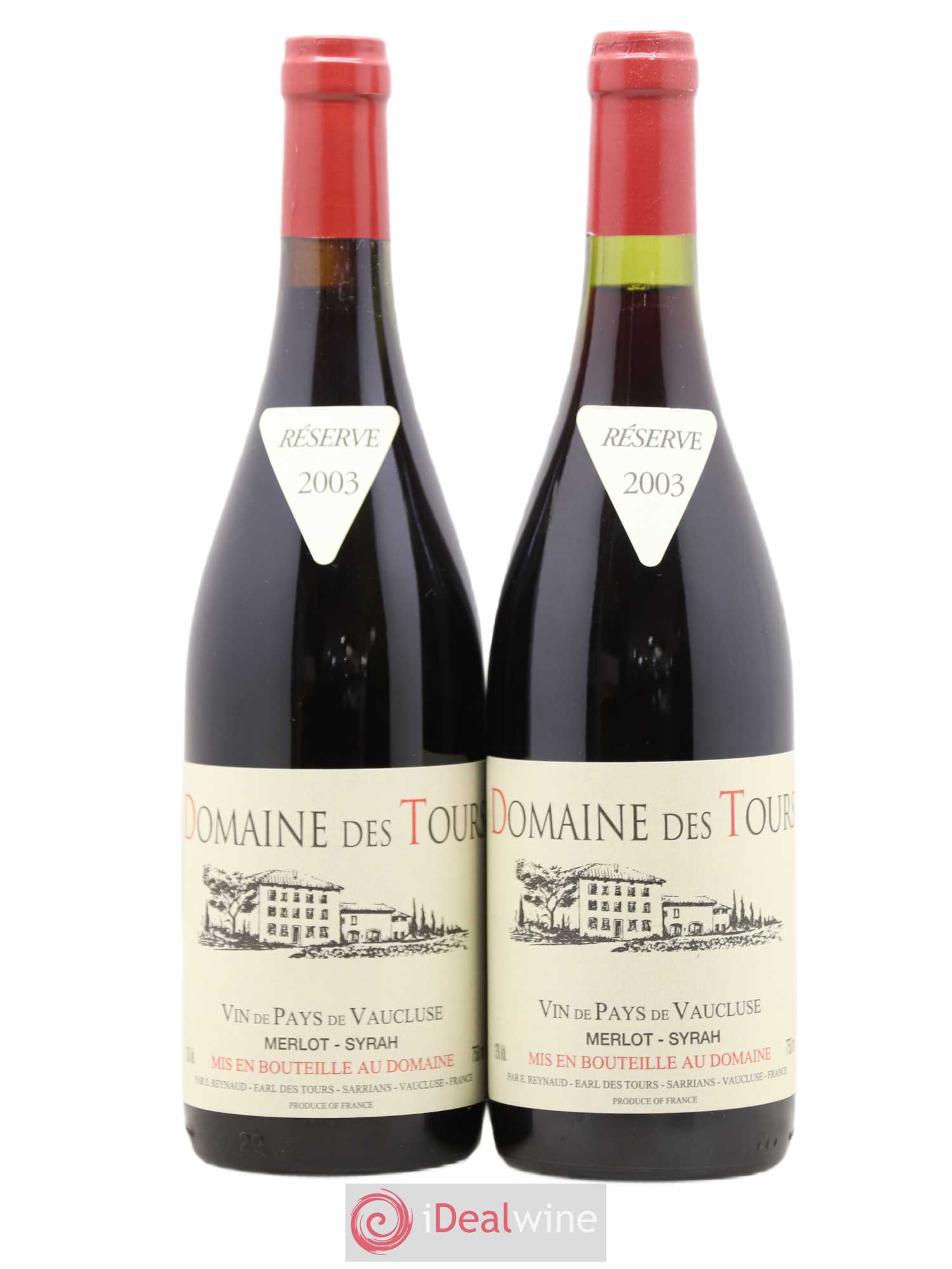 Vaucluse Domaine des Tours Merlot-Syrah Emmanuel Reynaud 2003 - Lot de 2 bouteilles - 0