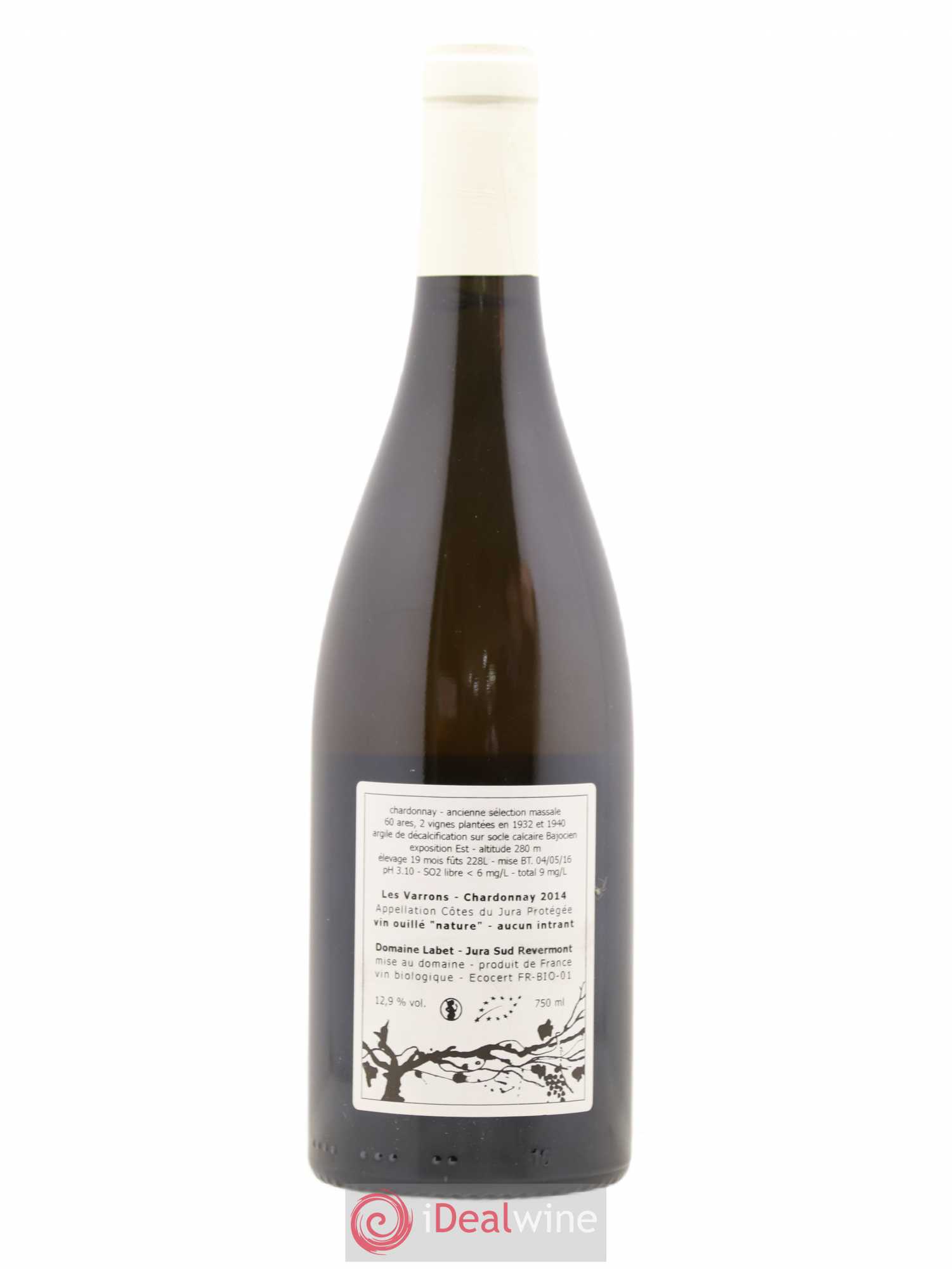Côtes du Jura Chardonnay Les Varrons Romain - Julien - Charline Labet 2014 - Lot de 1 bouteille - 1