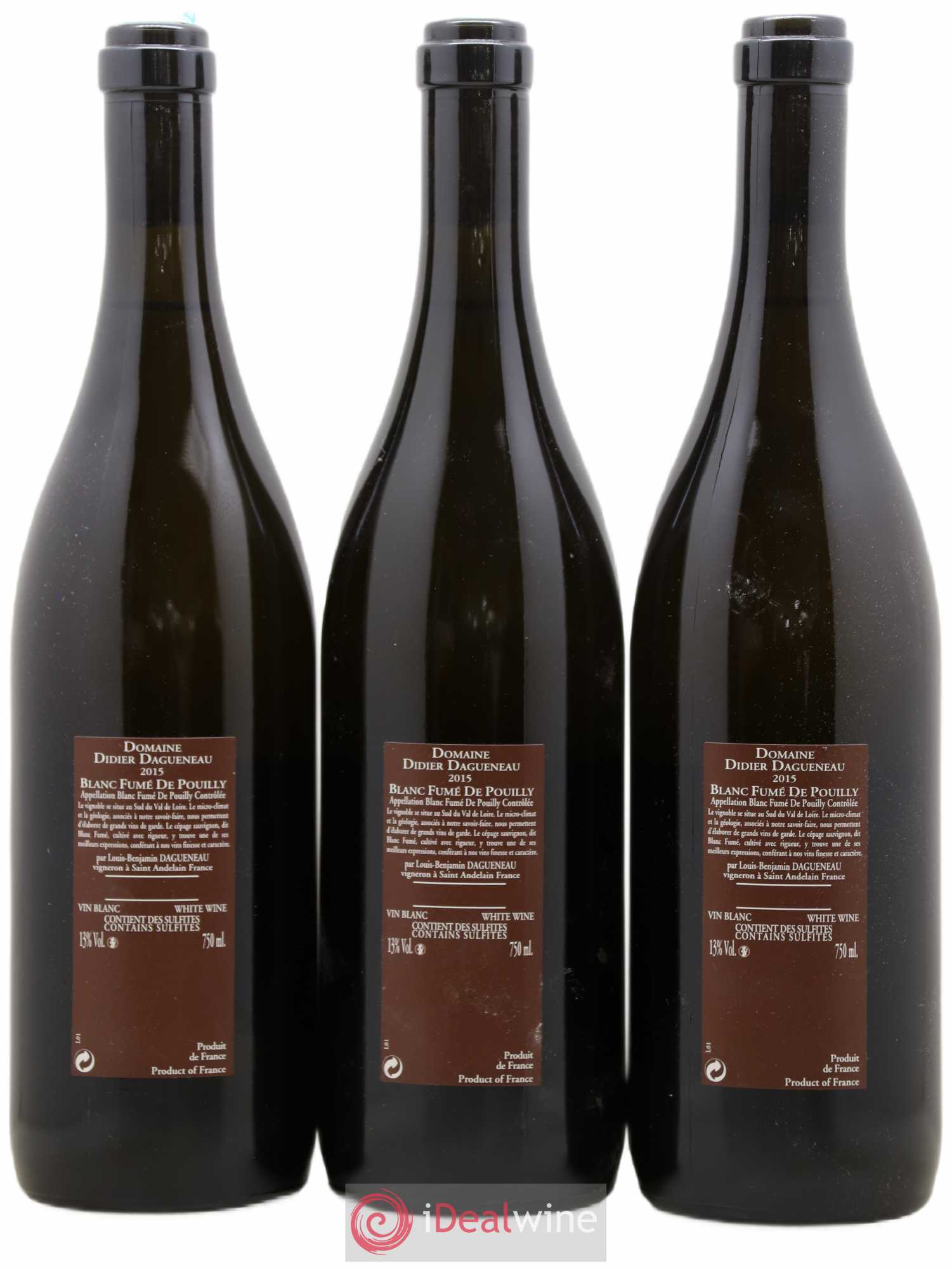 Vin de France (anciennement Pouilly-Fumé) Pur Sang Dagueneau (Domaine Didier - Louis-Benjamin) 2015 - Lot de 3 bouteilles - 1