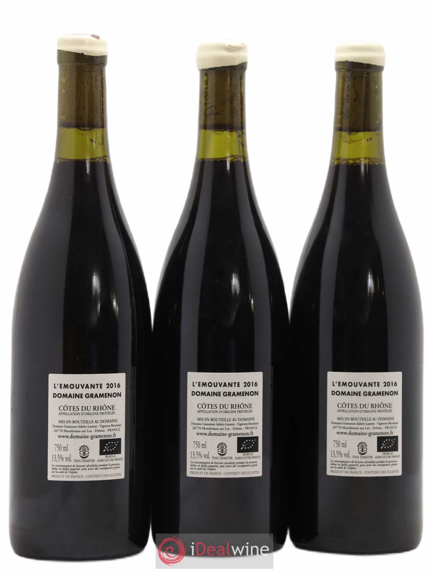 Côtes-du-Rhône L'émouvante Gramenon (Domaine) 2016 - Lot de 3 bouteilles - 1