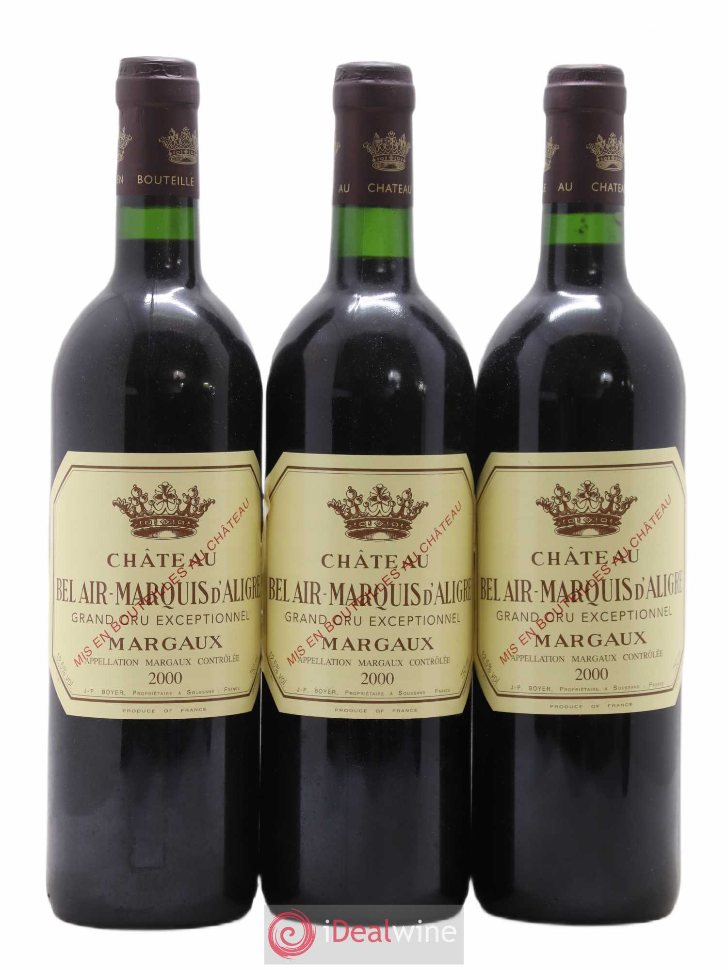 Château Bel Air Marquis d'Aligre 2000 - Lot de 3 bouteilles - 0