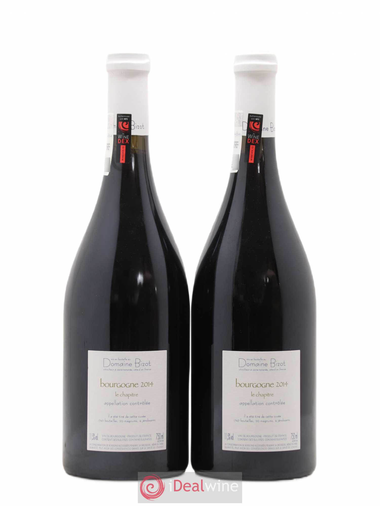Bourgogne Le Chapitre Bizot (Domaine) 2014 - Lot de 2 bouteilles - 1