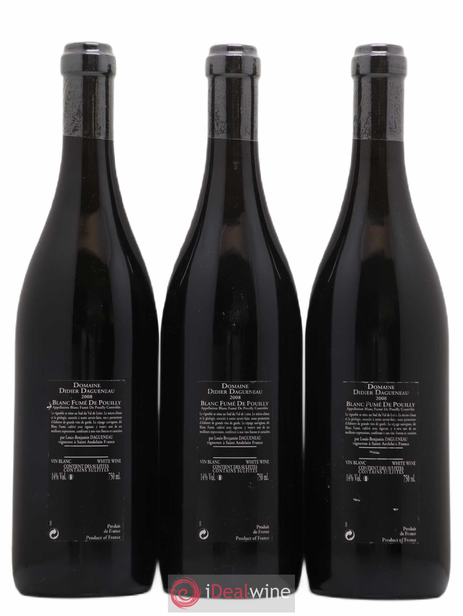 Vin de France (anciennement Pouilly-Fumé) Silex Dagueneau (Domaine Didier - Louis-Benjamin) 2008 - Lot de 3 bouteilles - 1