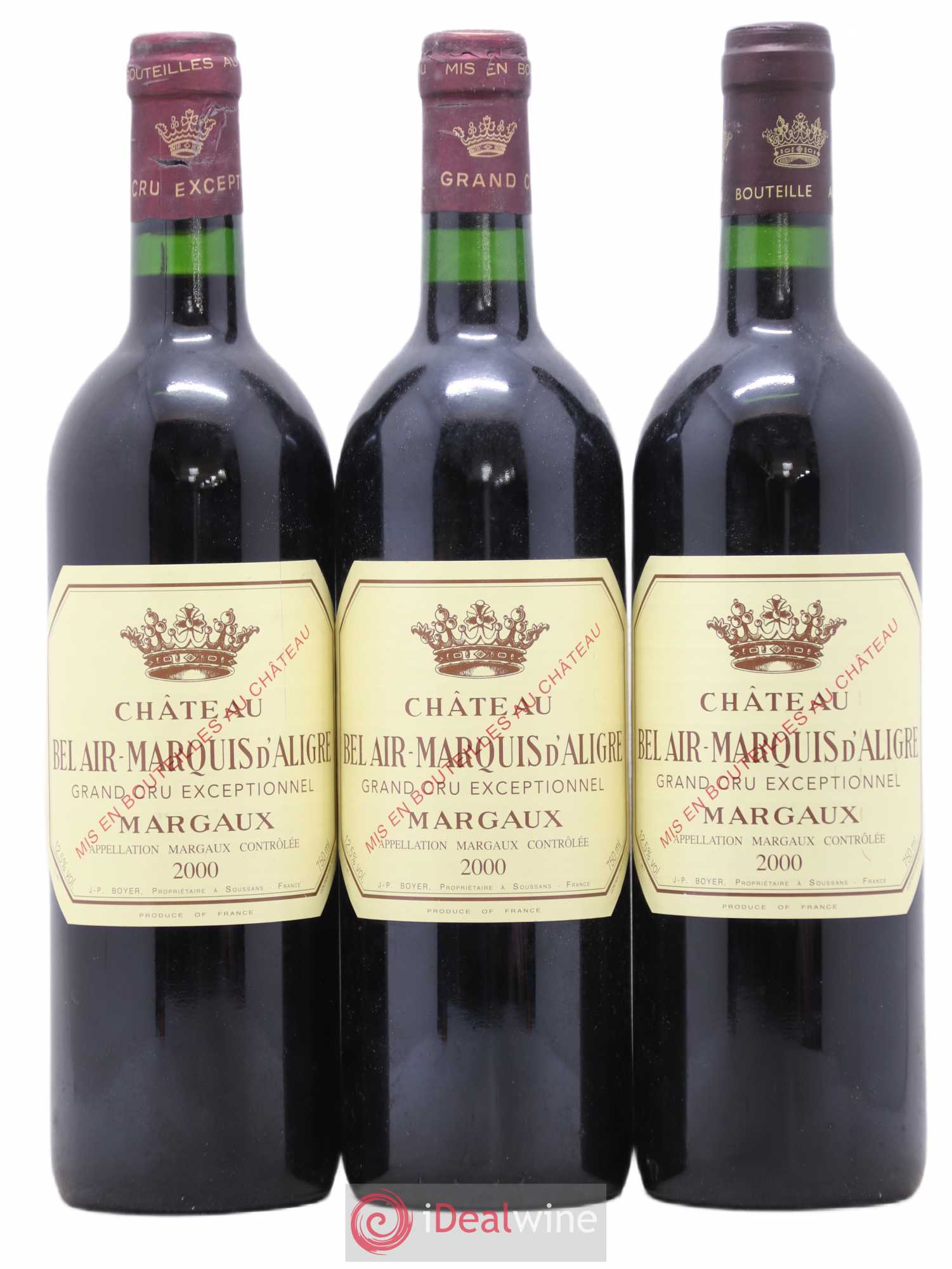 Château Bel Air Marquis d'Aligre 2000 - Lot de 3 bouteilles - 0