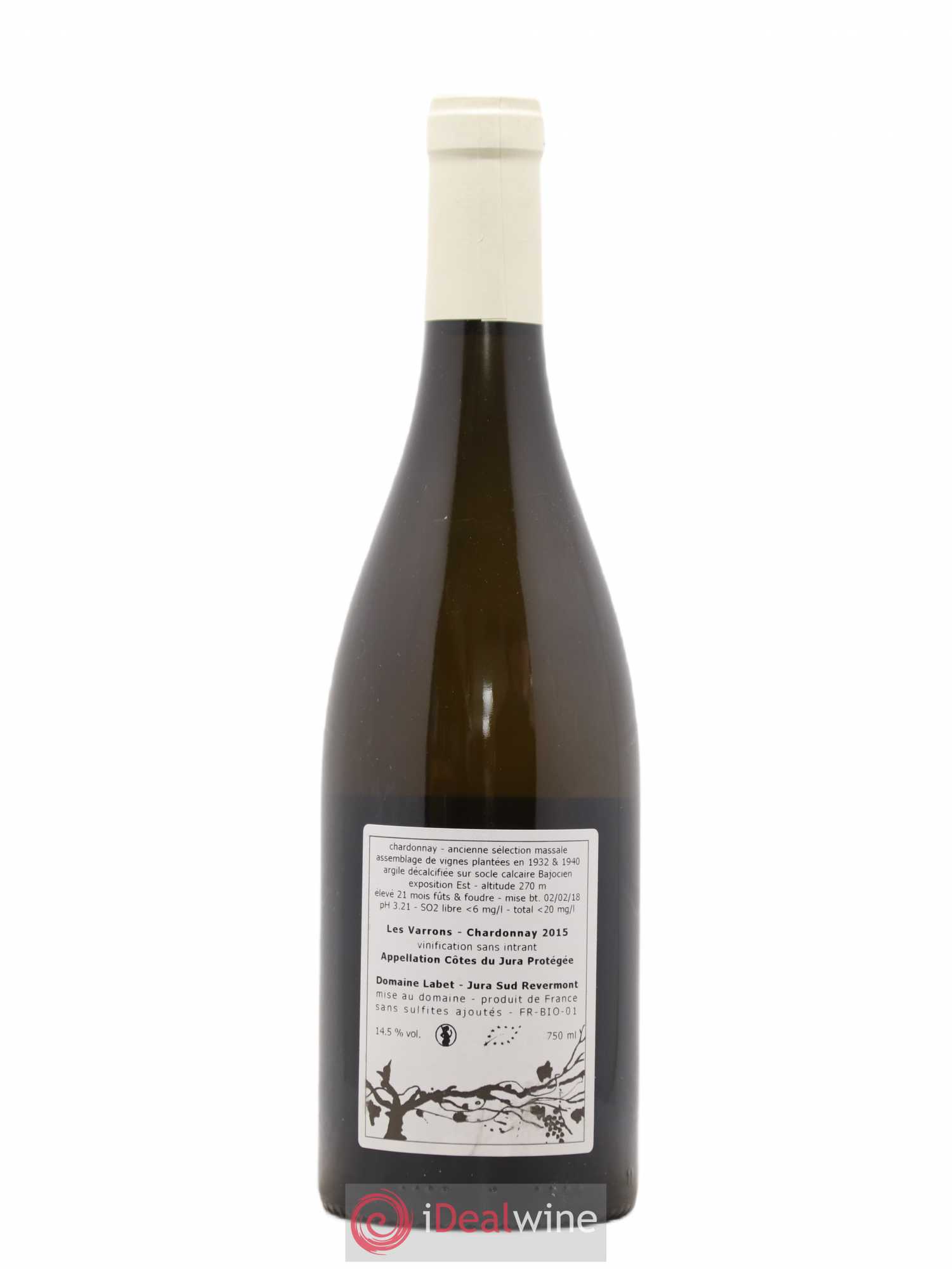 Côtes du Jura Chardonnay Les Varrons Romain - Julien - Charline Labet 2015 - Lot de 1 bouteille - 1