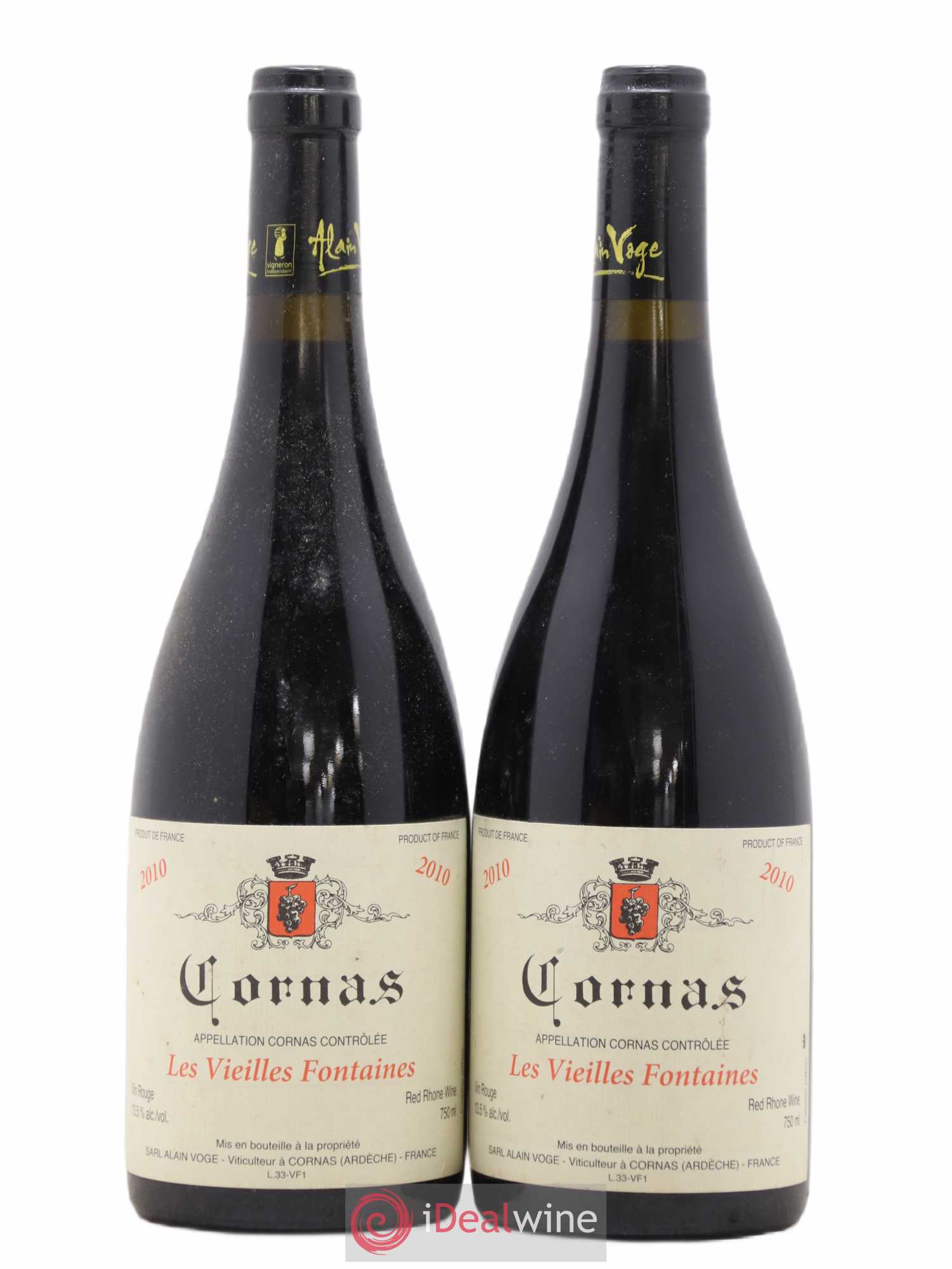 Cornas Les Vieilles Fontaines Alain Voge (Domaine) 2010 - Lotto di 2 bottiglie - 0