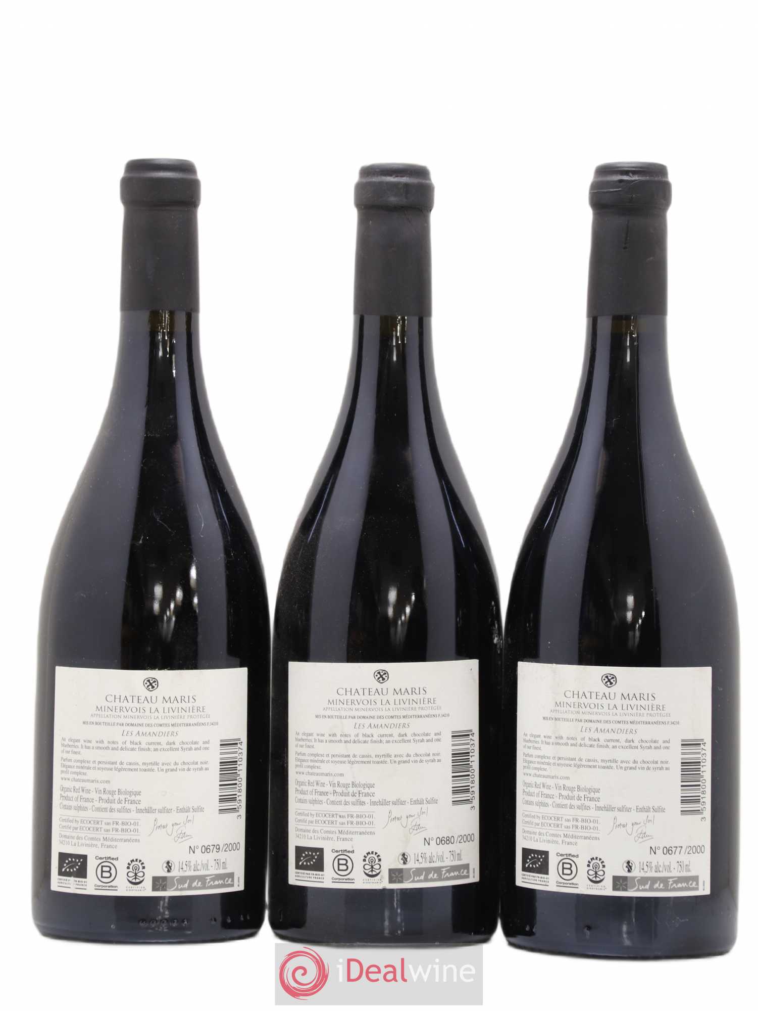 Minervois La Liviniere Les Amandiers Château Maris 2015 - Posten von 3 Flaschen - 1