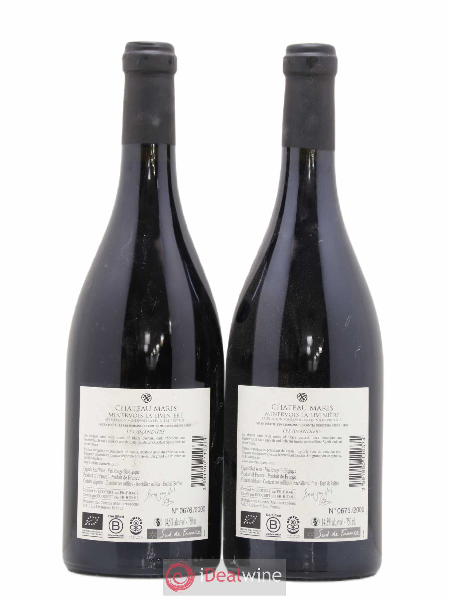 Minervois La Liviniere Les Amandiers Château Maris 2015 - Lot de 2 bouteilles - 1
