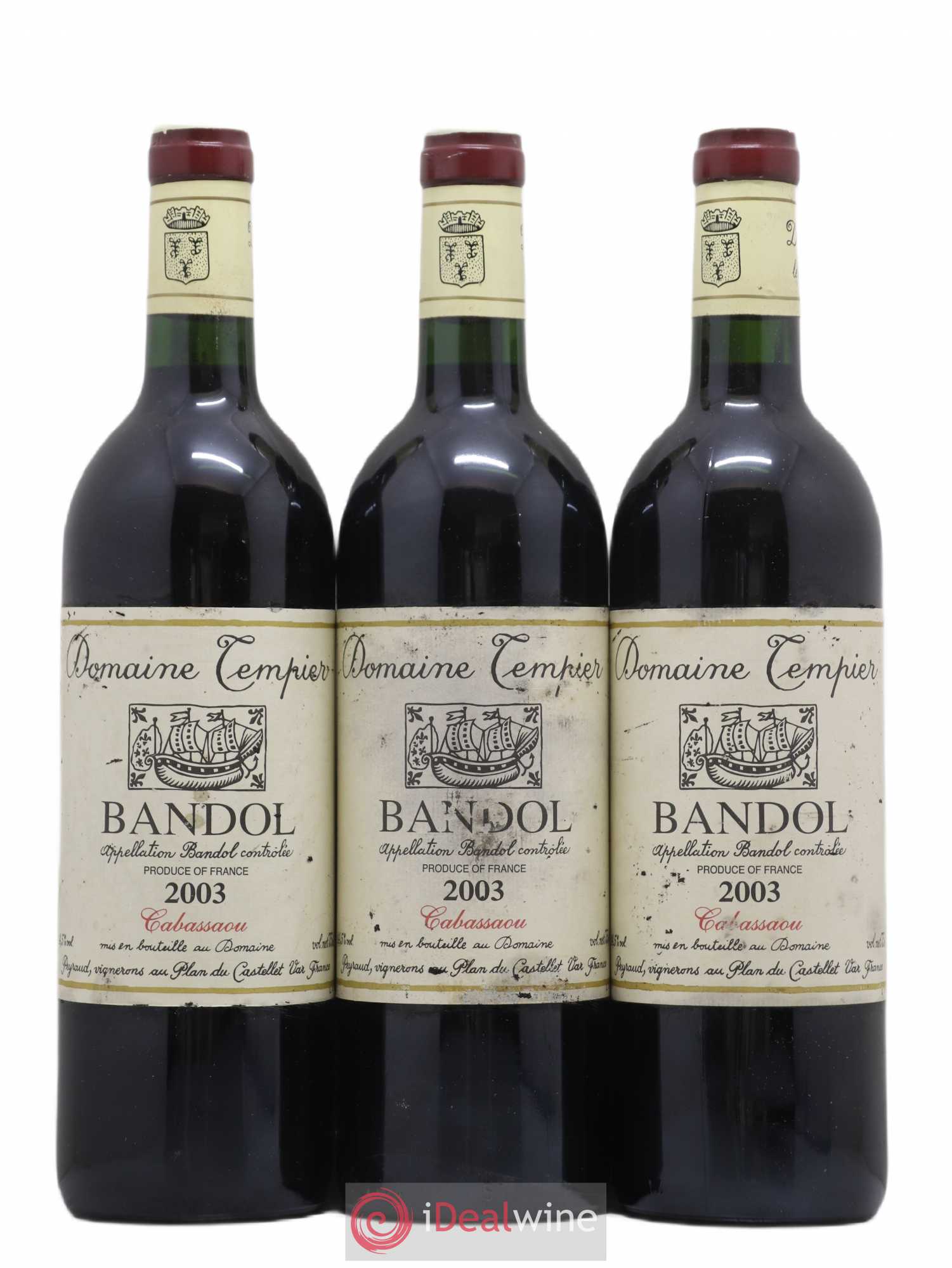 Bandol Domaine Tempier Cuvée Cabassaou Famille Peyraud 2003 - Lot de 3 bouteilles - 0
