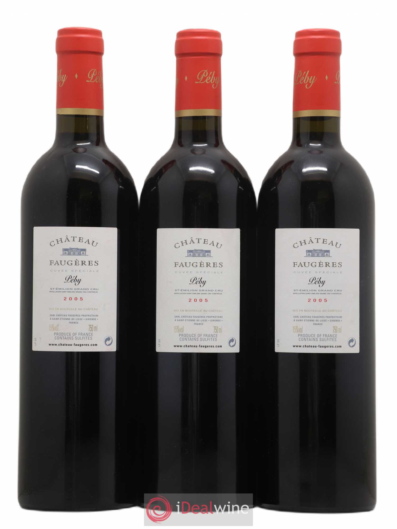 Château Péby Faugères Grand Cru Classé 2005 - Lot de 3 bouteilles - 1