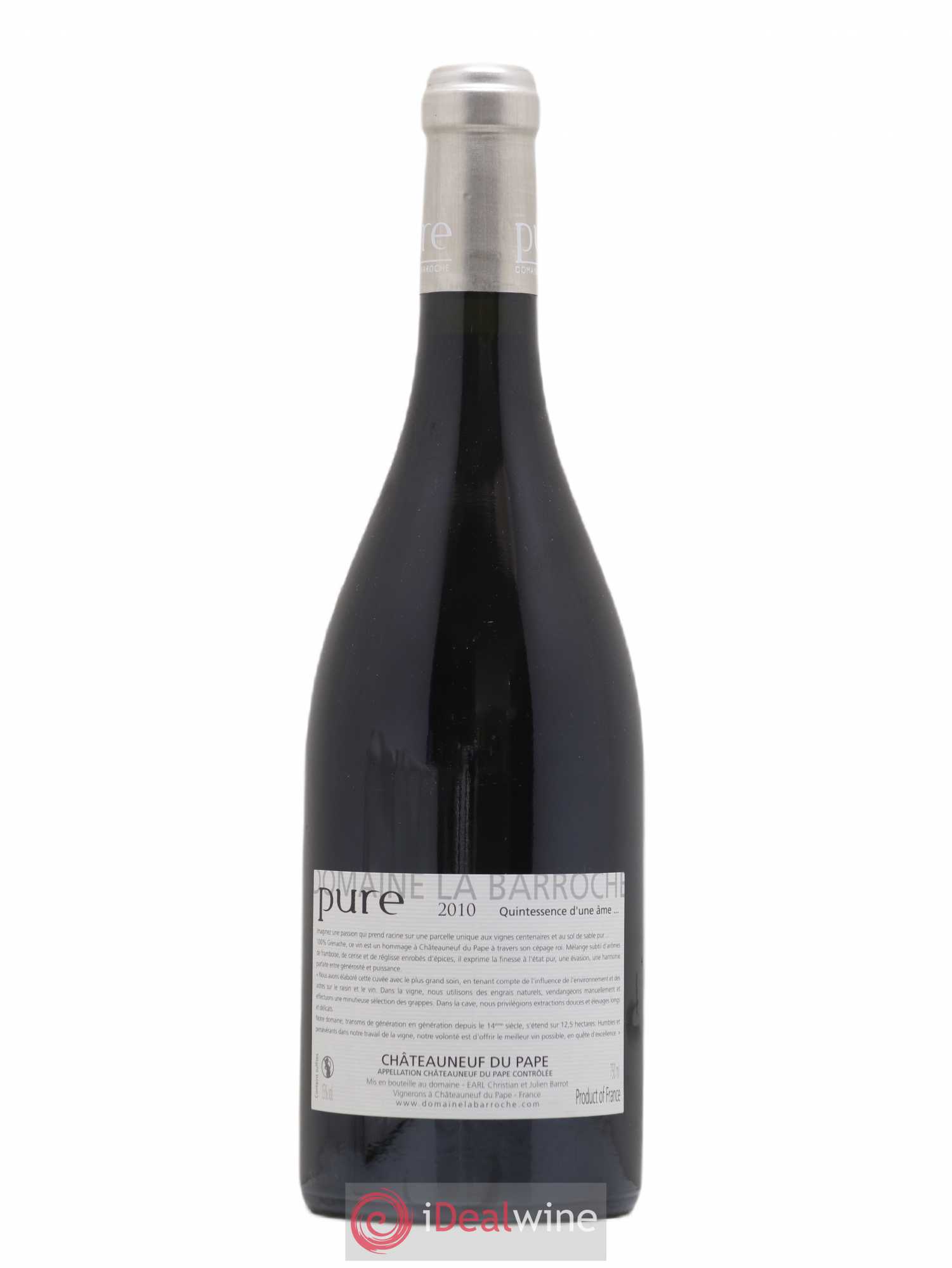 Châteauneuf-du-Pape Cuvée Pure Domaine La Barroche 2010 - Lot de 1 bouteille - 1
