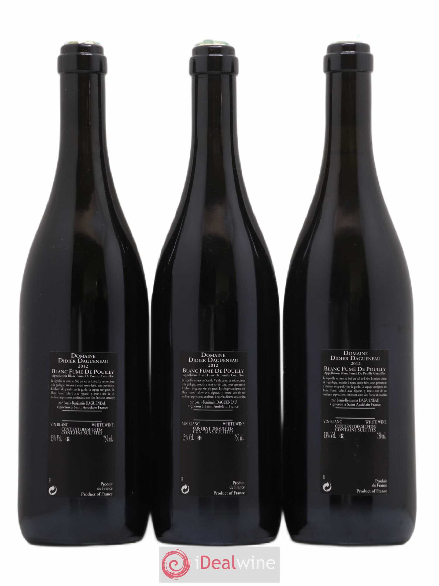 Vin de France (anciennement Pouilly-Fumé) Silex Dagueneau (Domaine Didier - Louis-Benjamin) 2012 - Lot de 3 bouteilles - 1