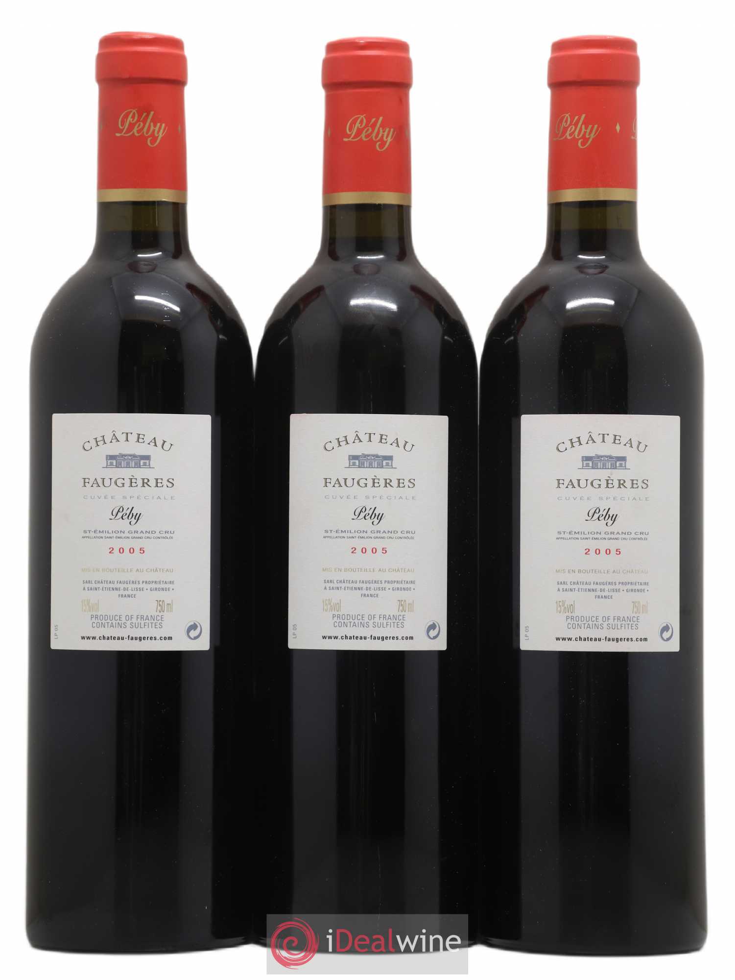 Château Péby Faugères Grand Cru Classé 2005 - Lot de 3 bouteilles - 1