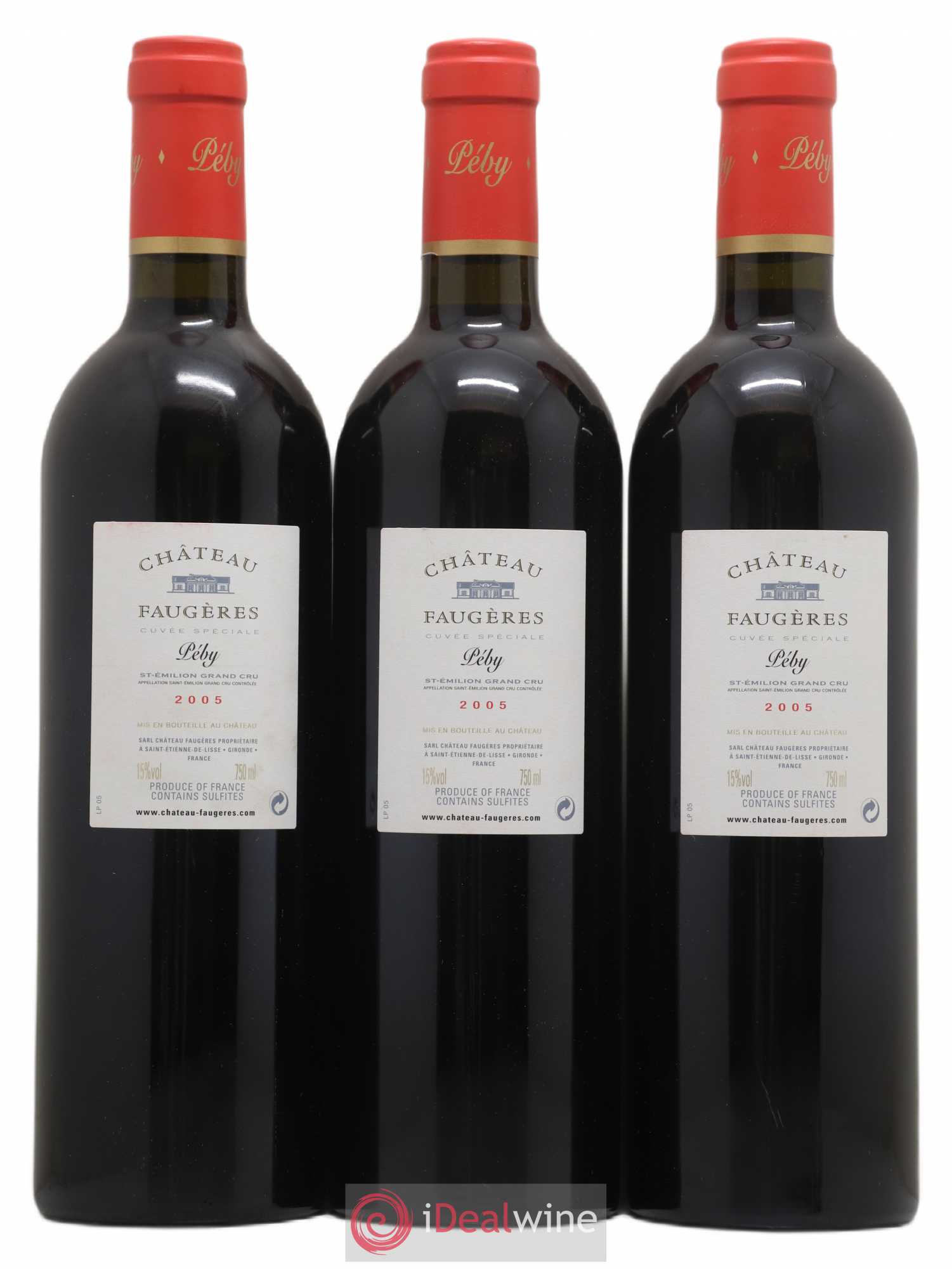 Château Péby Faugères Grand Cru Classé 2005 - Lot de 3 bouteilles - 1