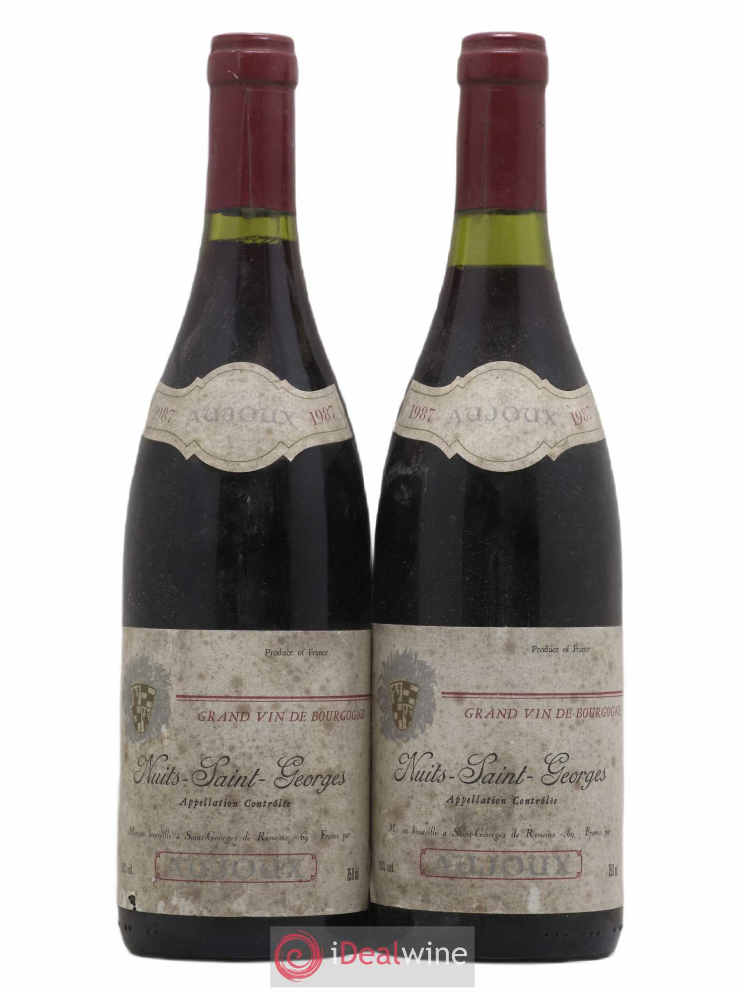 Nuits-Saint-Georges 1er Cru Aujoux 1987 - Lot de 2 bouteilles - 0