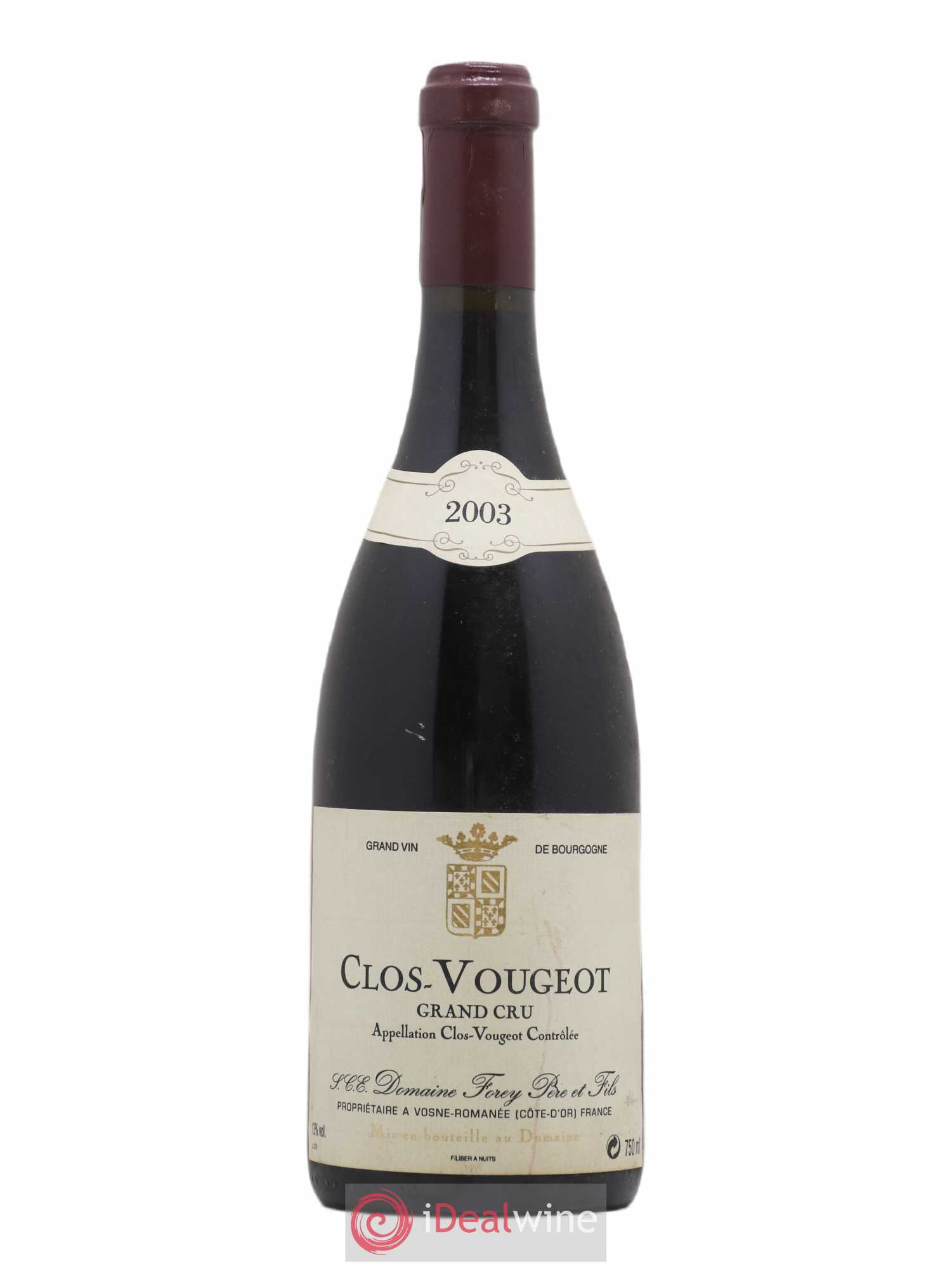Clos de Vougeot Grand Cru Forey Père et Fils (Domaine) 2003 - Lot de 1 bouteille - 0
