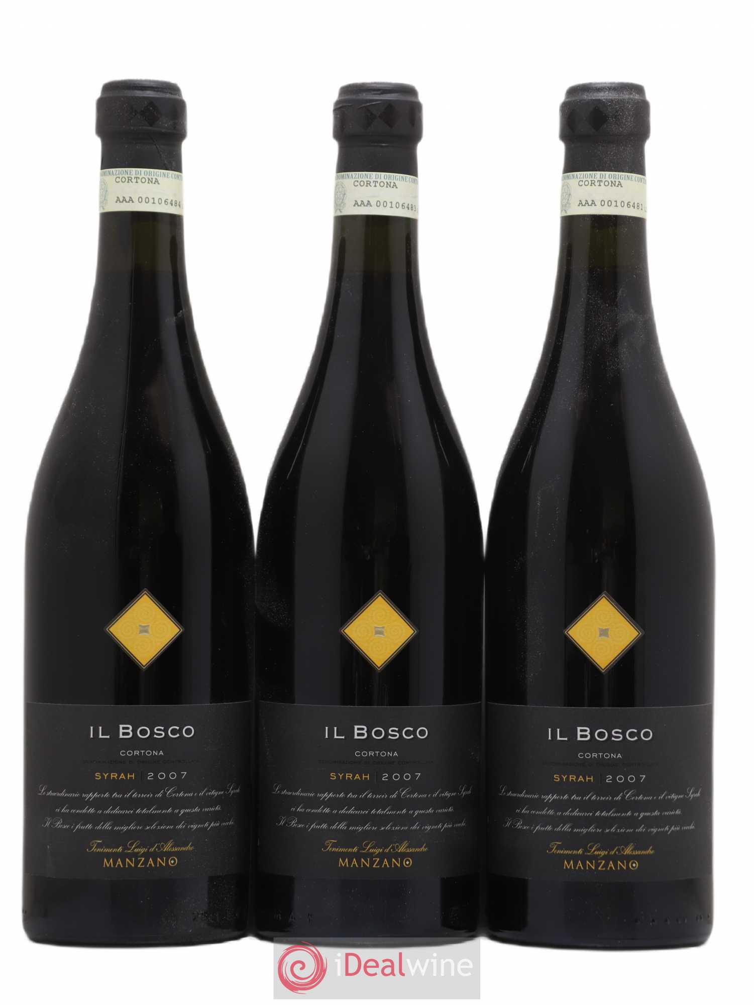 Italie Manzano Cortona Tenni Manti Luigi d'Alessandro Il Bosco 2007 - Posten von 6 Flaschen - 2