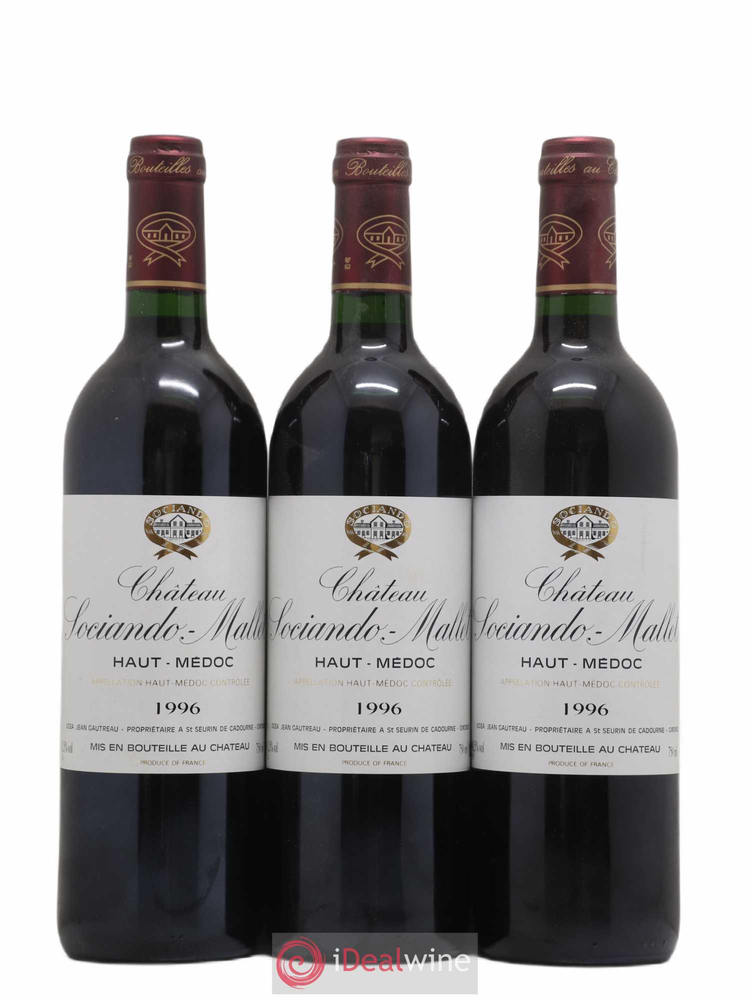 Château Sociando Mallet 1996 - Lot de 12 bouteilles - 1