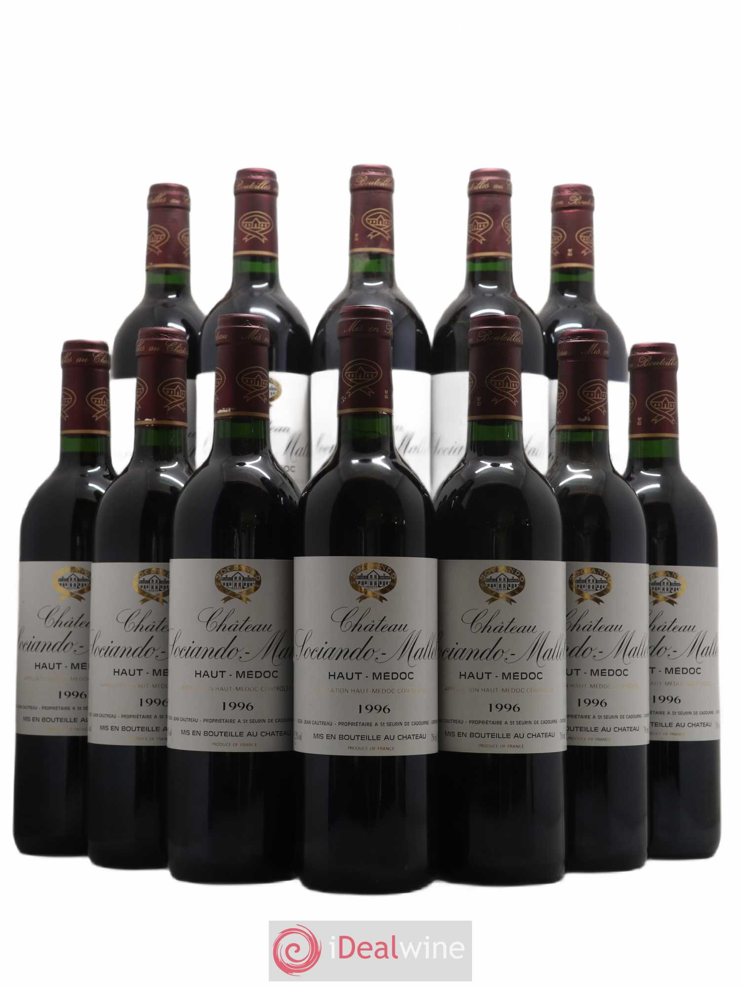 Château Sociando Mallet 1996 - Lot de 12 bouteilles - 0