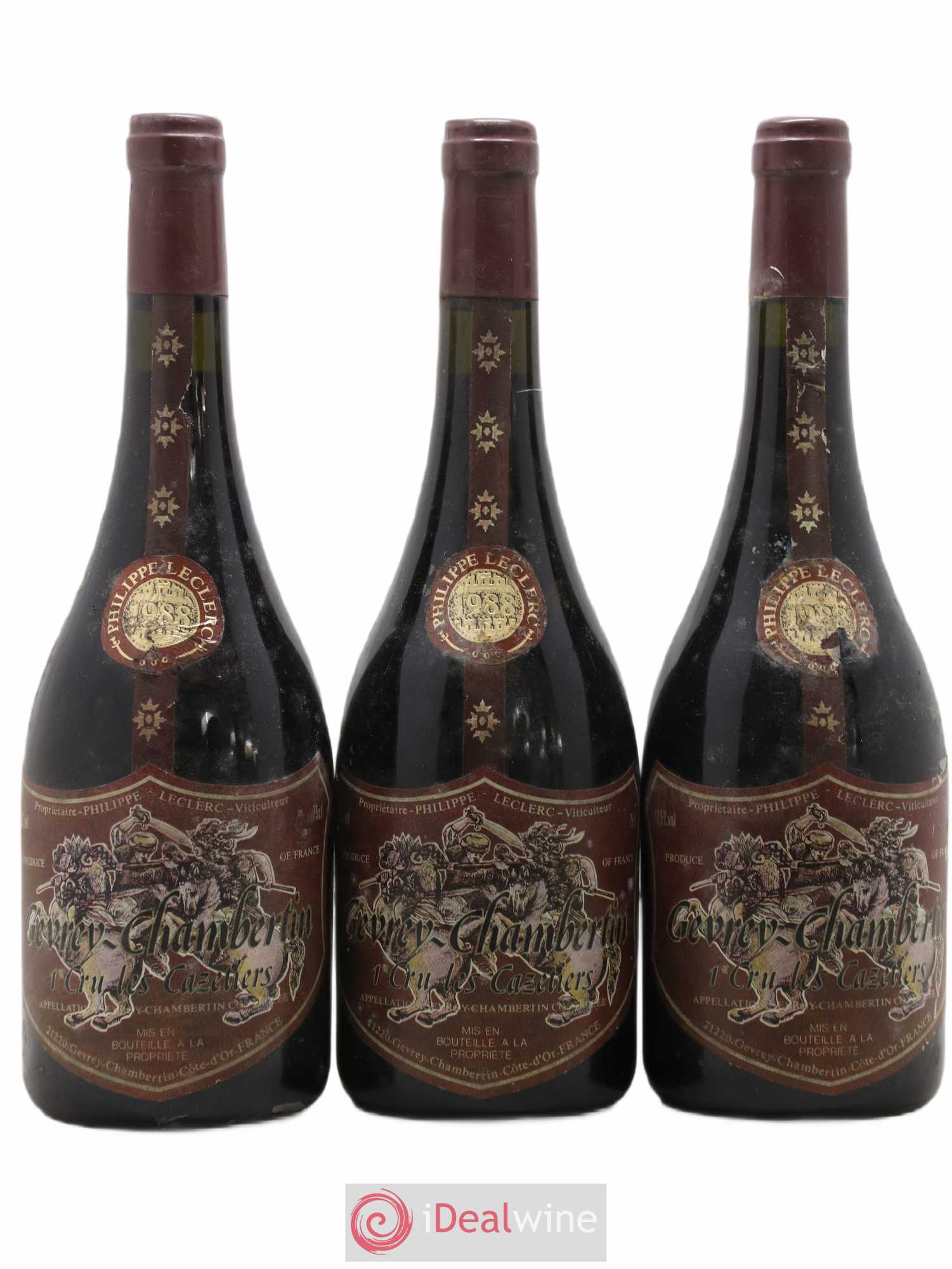 Gevrey-Chambertin 1er Cru Cazetiers Leclerc 1988 - Posten von 3 Flaschen - 0