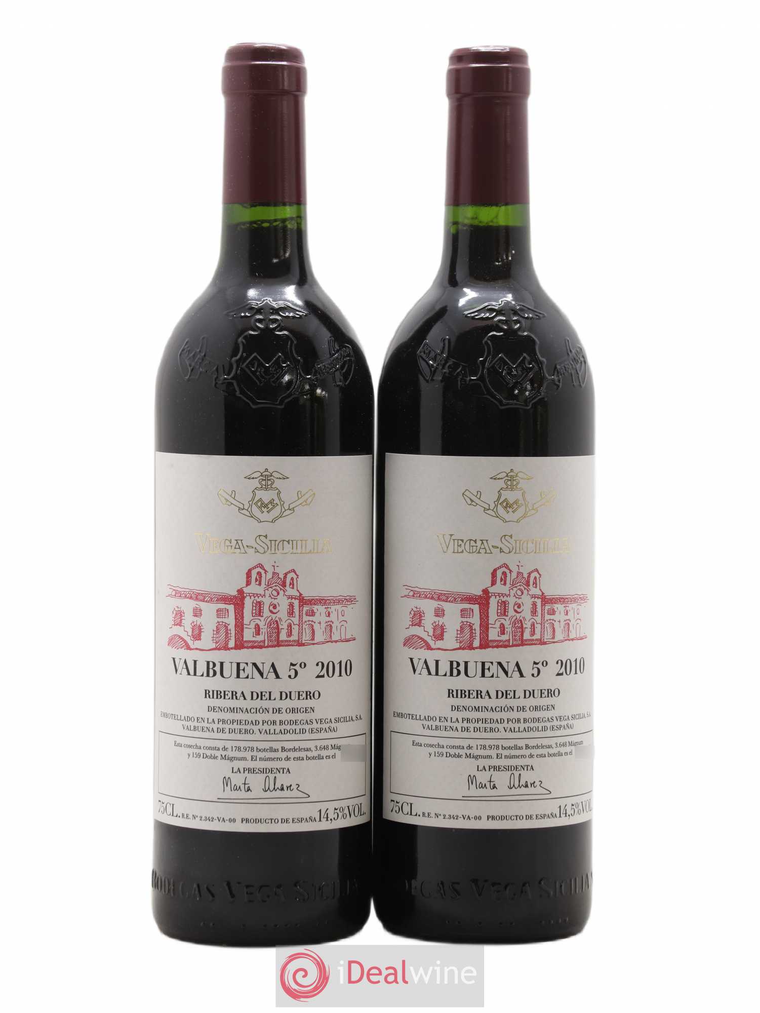 Ribera Del Duero DO Vega Sicilia Valbuena 5 ano Famille Alvarez 2010 - Lot de 2 bouteilles - 0