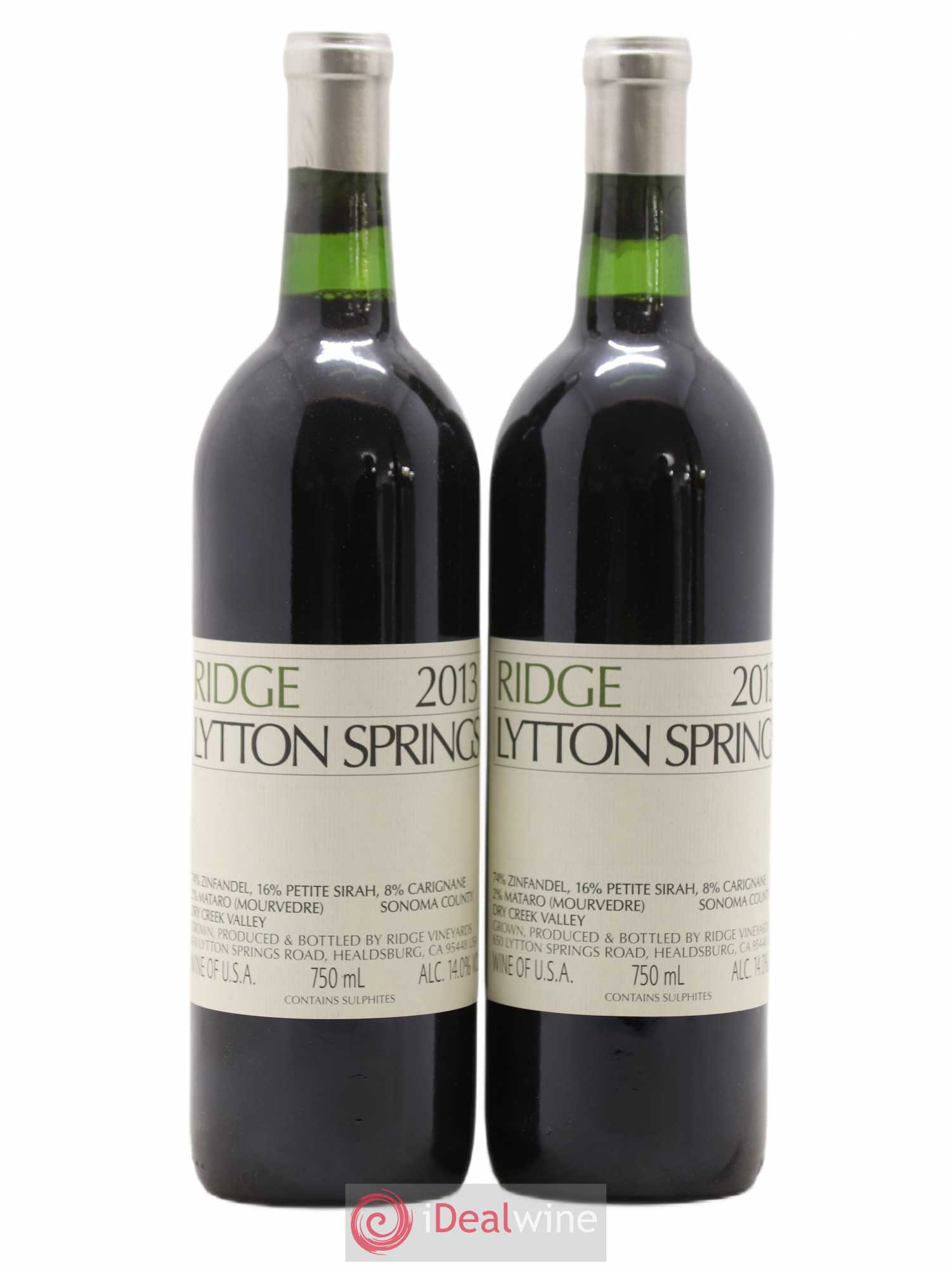 USA Sonoma County Ridge Lytton Springs 2013 - Lot de 2 bouteilles - 0