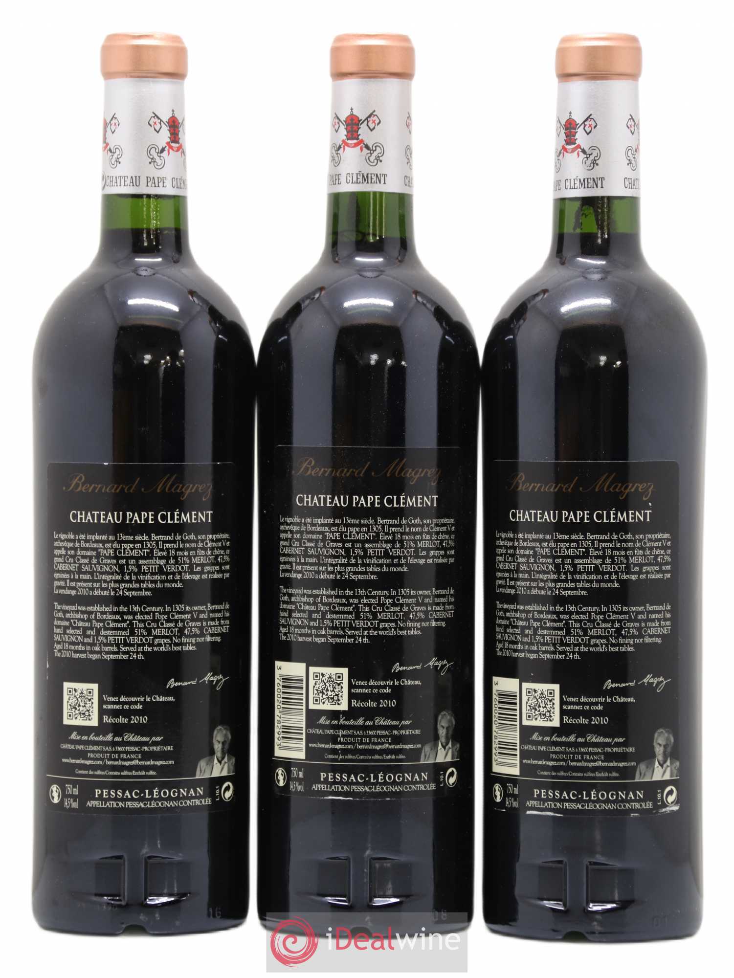 Château Pape Clément Cru Classé de Graves 2010 - Lot de 3 bouteilles - 1