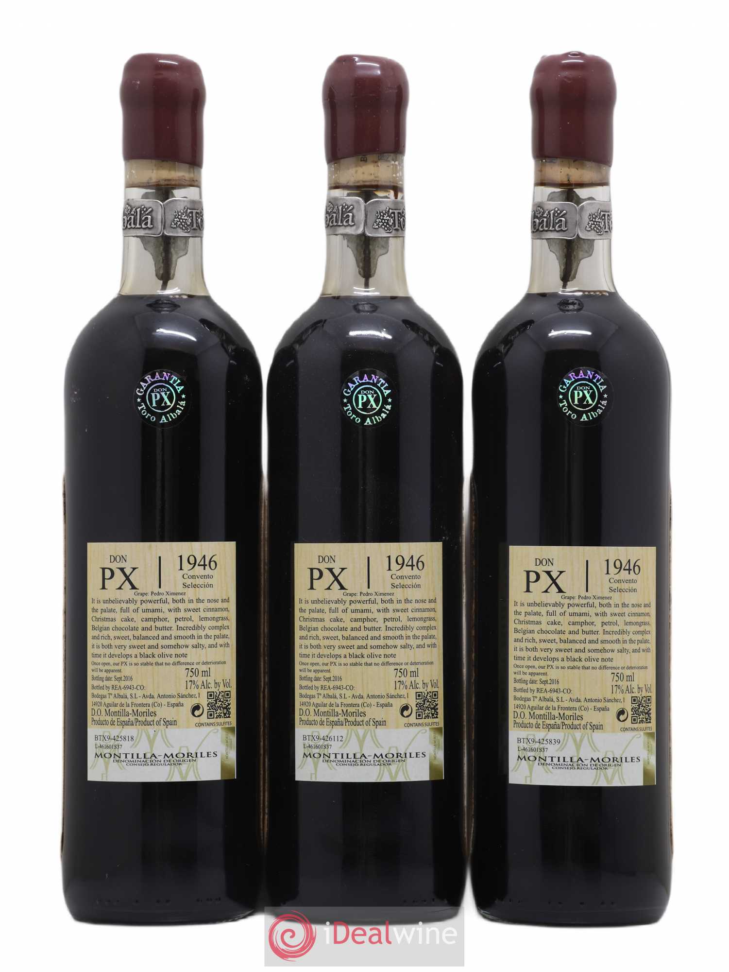 Montilla Moriles Don Px Toro Albala Convento Seleccion 1946 - Posten von 3 Flaschen - 1