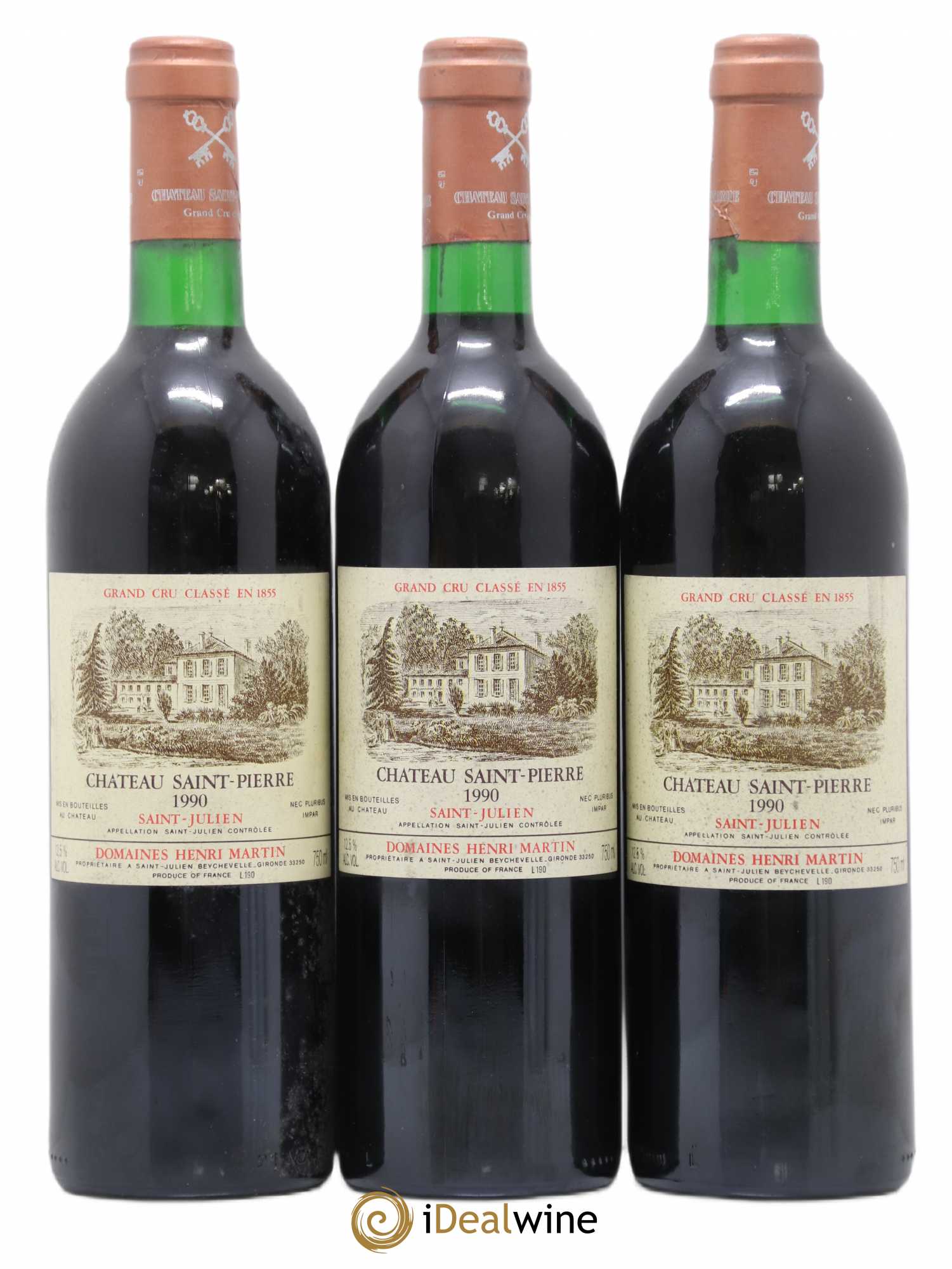 Château Saint-Pierre 4ème Grand Cru Classé 1990 - Lot de 3 bouteilles - 0