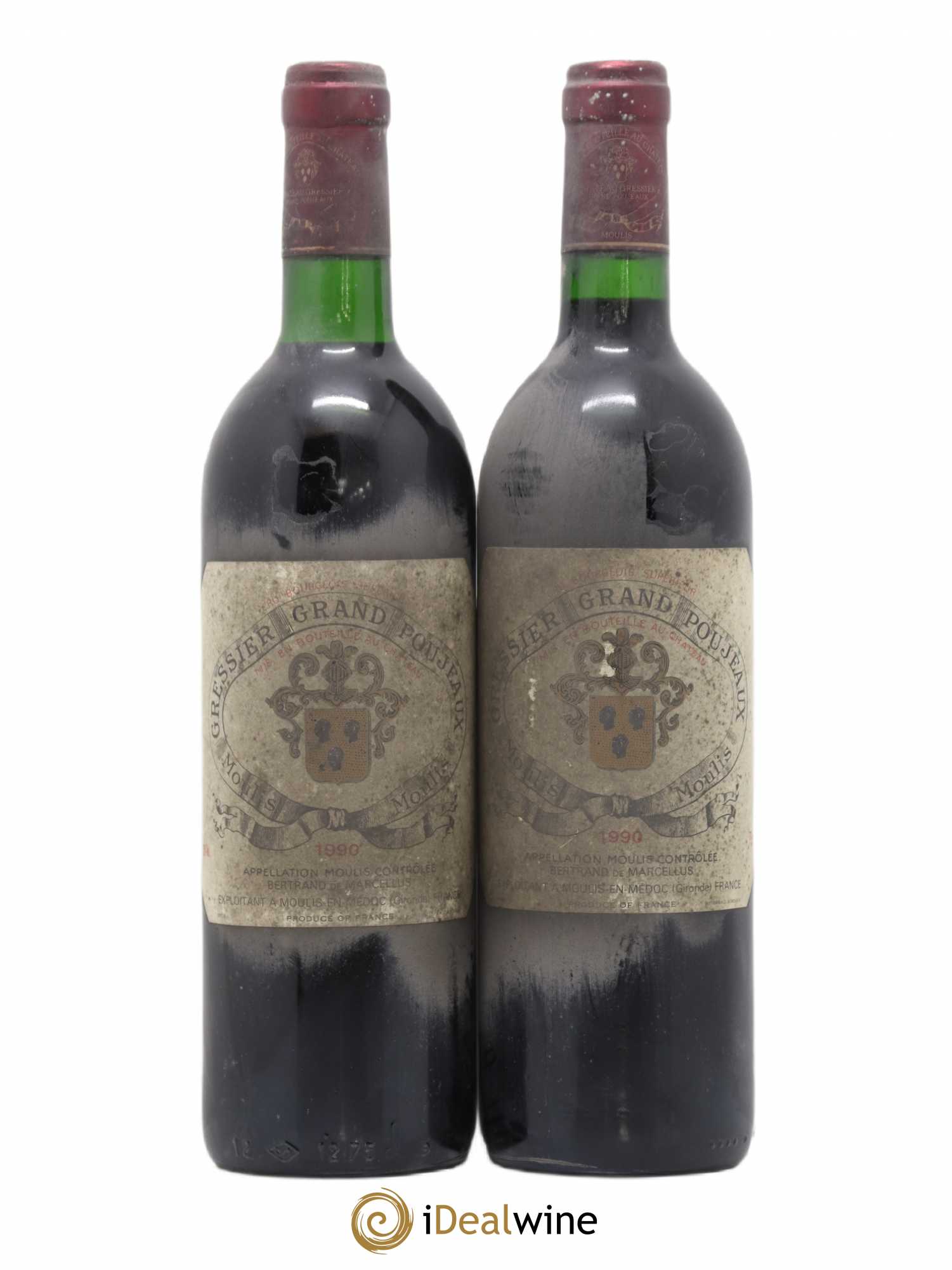 Château Gressier Grand Poujeaux Cru Bourgeois 1990 - Lot de 2 bouteilles - 0