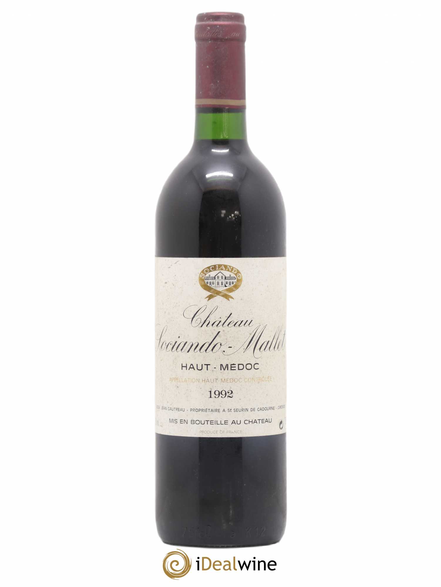 Château Sociando Mallet 1992 - Lot de 1 bouteille - 0