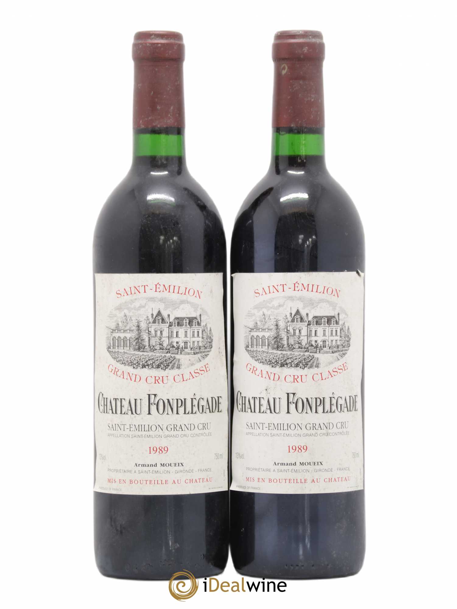 Château Fonplegade Grand Cru Classé 1989 - Lot de 2 bouteilles - 0