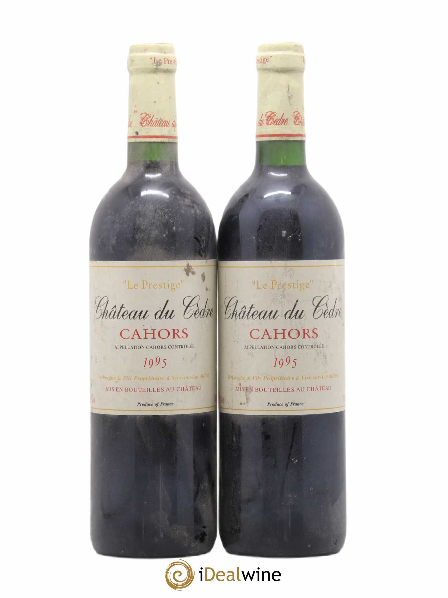Cahors Château du Cèdre Pascal et Jean-Marc Verhaeghe Le Prestige 1995 - Lot de 2 bouteilles - 0