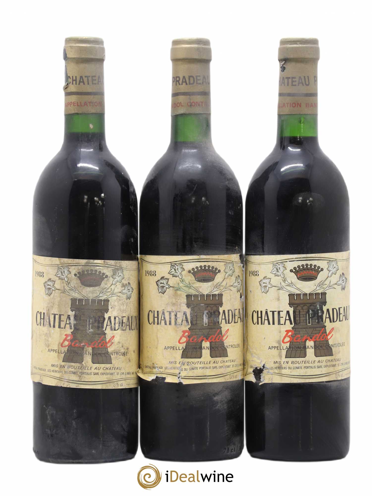 Bandol Château Pradeaux Famille Portalis 1988 - Lot de 3 bouteilles - 0