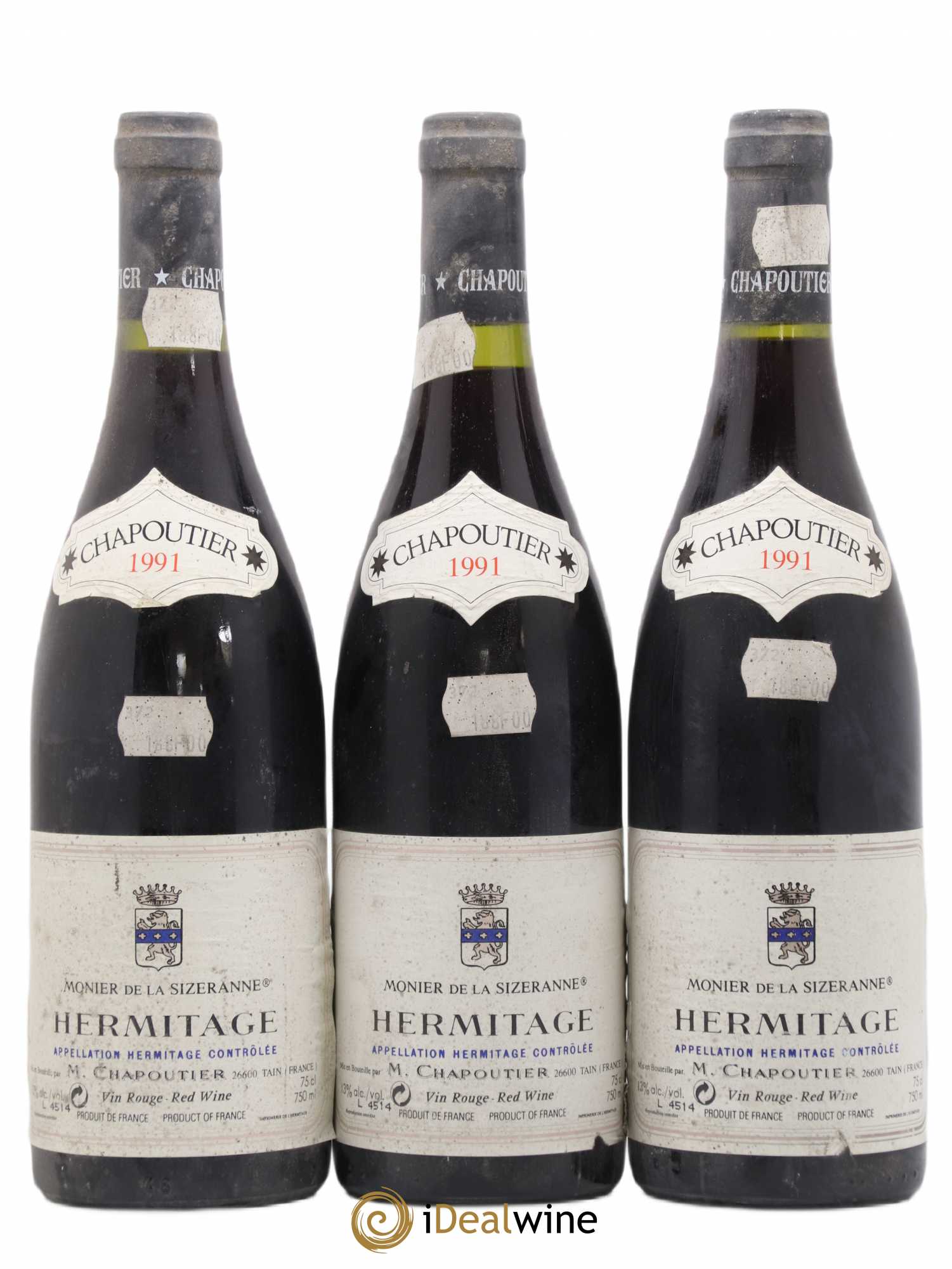 Hermitage Monier de La Sizeranne Chapoutier 1991 - Lot de 3 bouteilles - 0