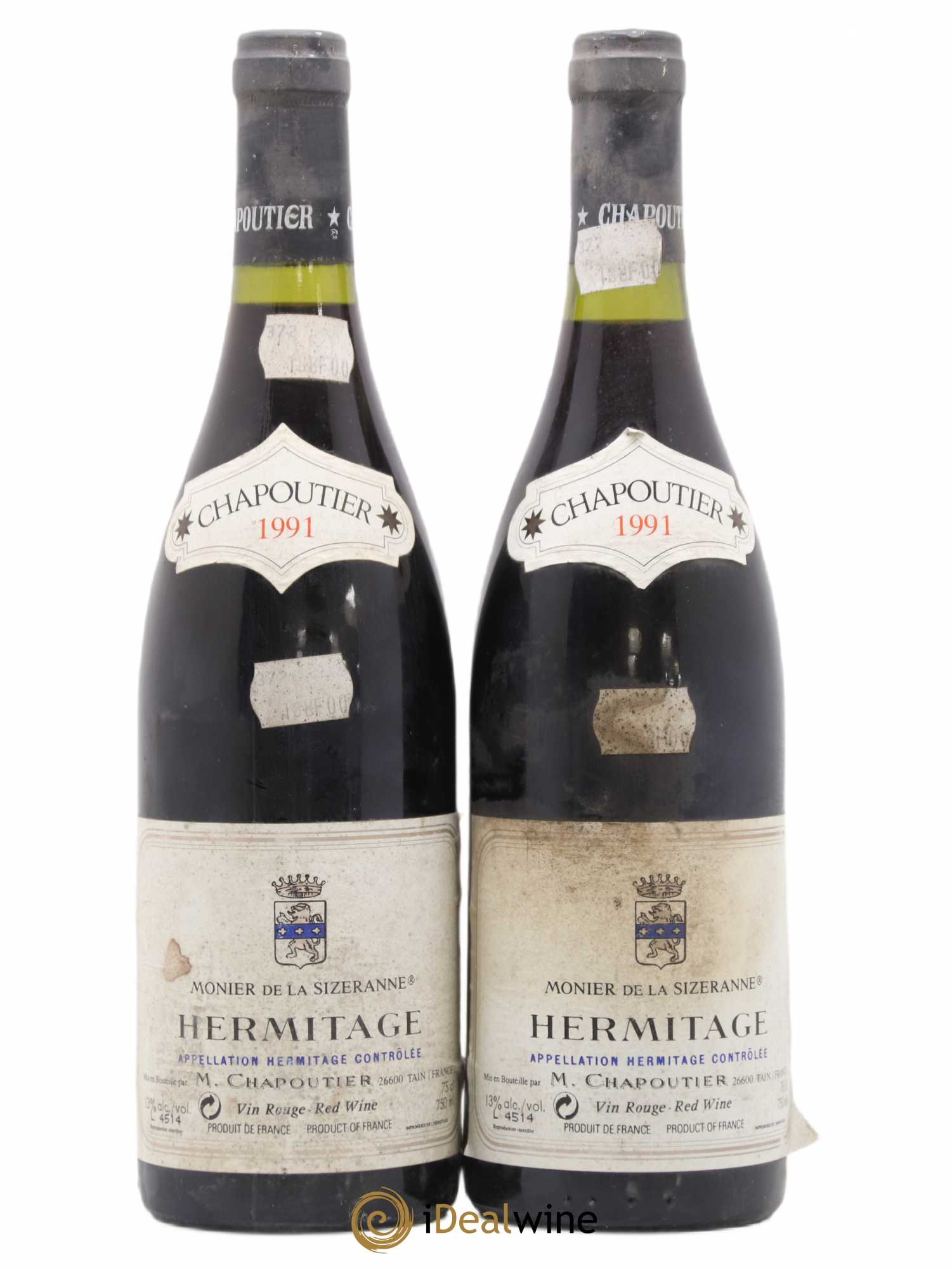 Hermitage Monier de La Sizeranne Chapoutier 1991 - Lot de 2 bouteilles - 0