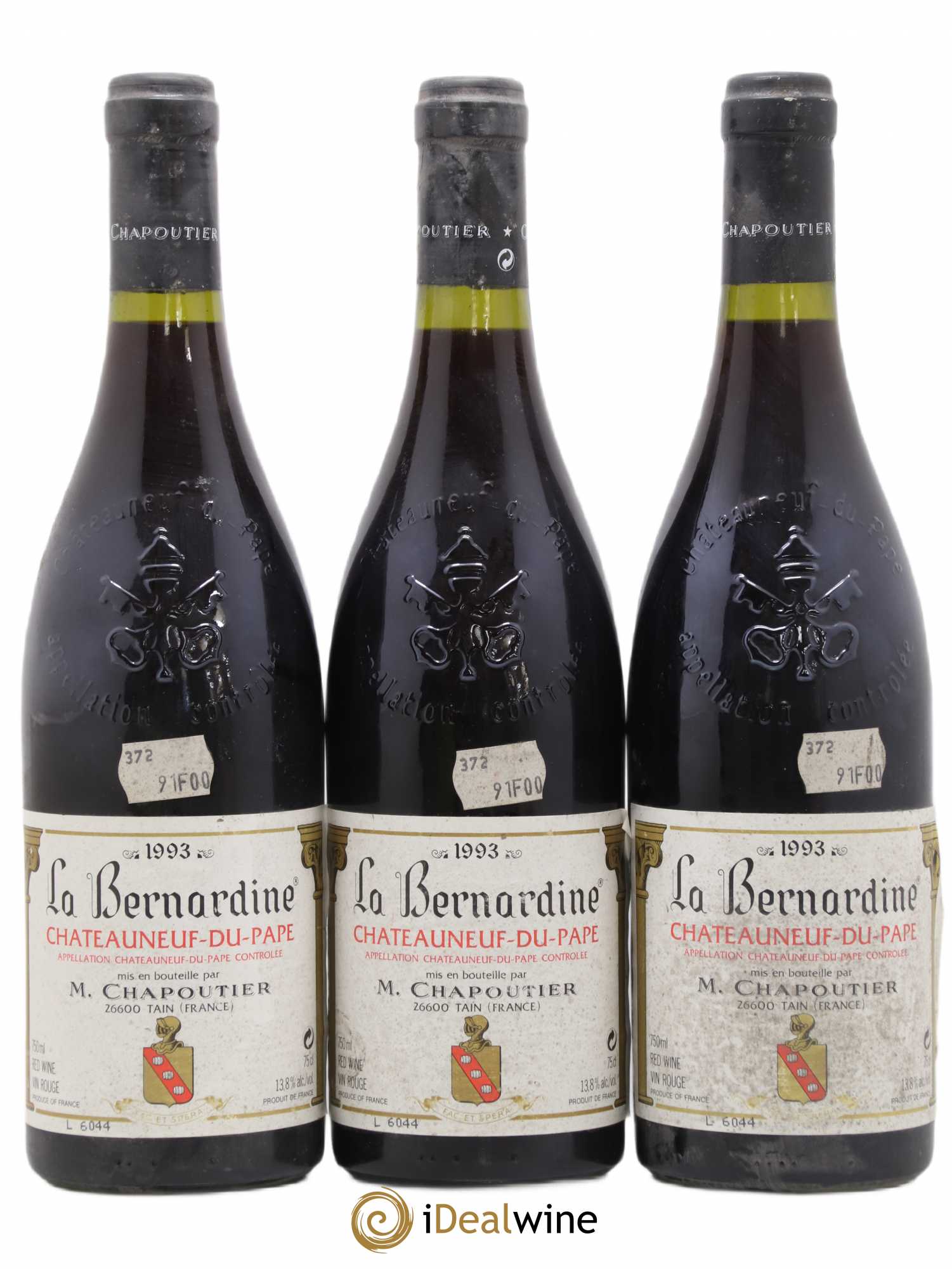 Châteauneuf-du-Pape La Bernardine Chapoutier 1993 - Lot de 3 bouteilles - 0