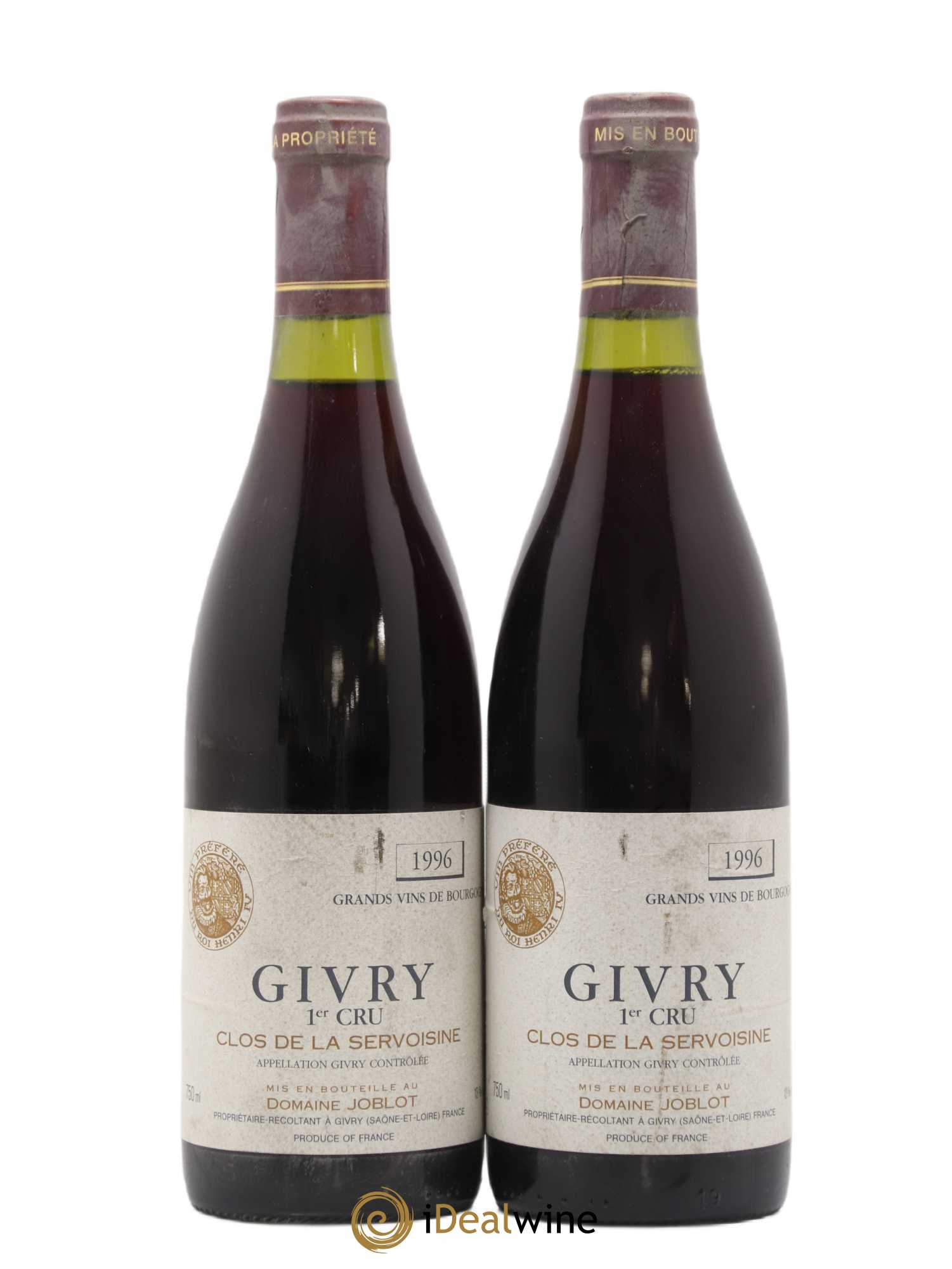 Givry 1er Cru Servoisine Joblot (Domaine) 1996 - Lot de 2 bouteilles - 0