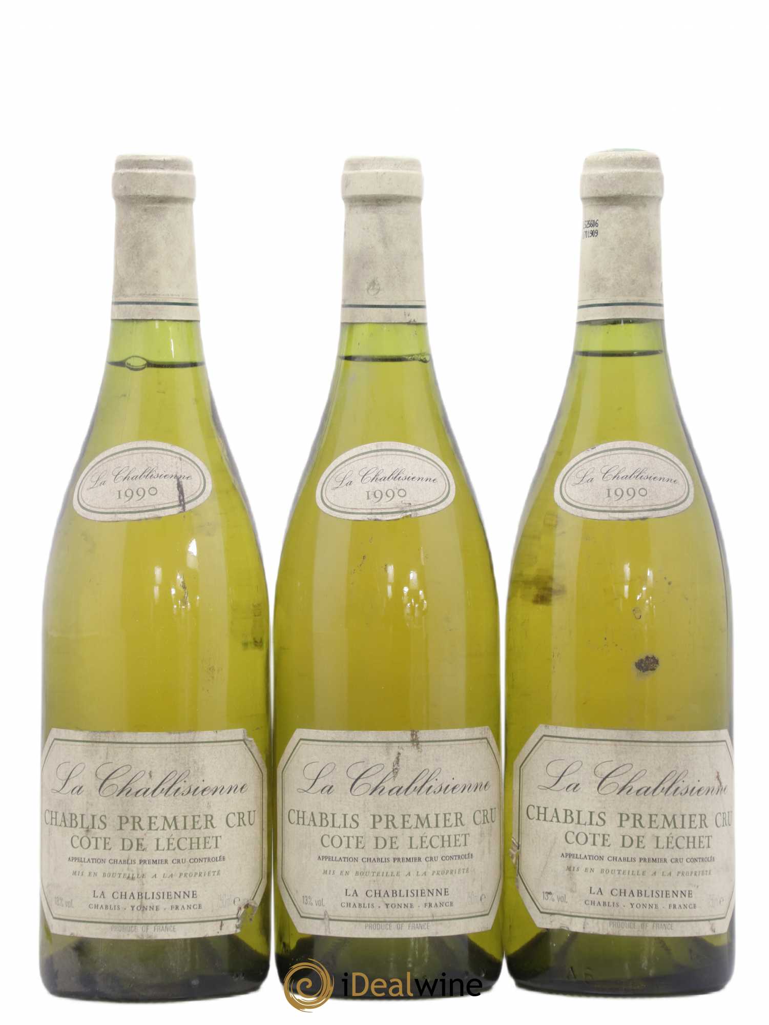 Chablis 1er Cru Cote de Lechet Chablisienne 1990 - Posten von 3 Flaschen - 0